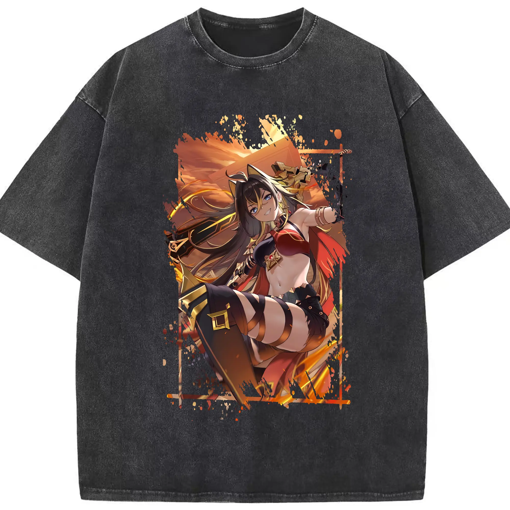 原 神 グッズ ディシア - 綿100％ ヴィンテージ風 半袖Tシャツ ・ フロントプリント ・ 柔らか肌触り ・ 通気性 快適 ・ スポーツ カジュアル 外出用