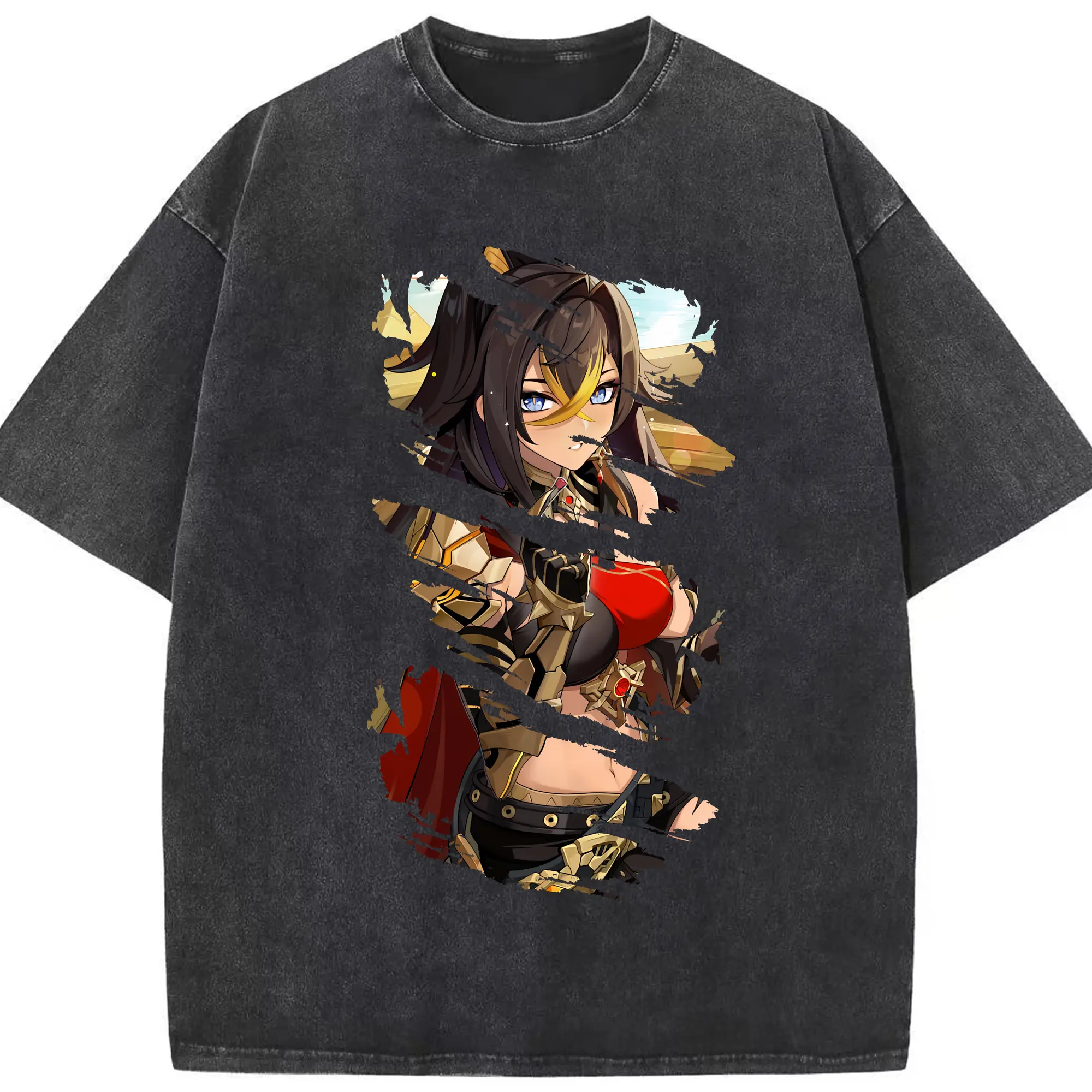 原 神 グッズ ディシア - 綿100％ ヴィンテージ風 半袖Tシャツ ・ フロントプリント ・ 柔らか肌触り ・ 通気性 快適 ・ スポーツ カジュアル 外出用