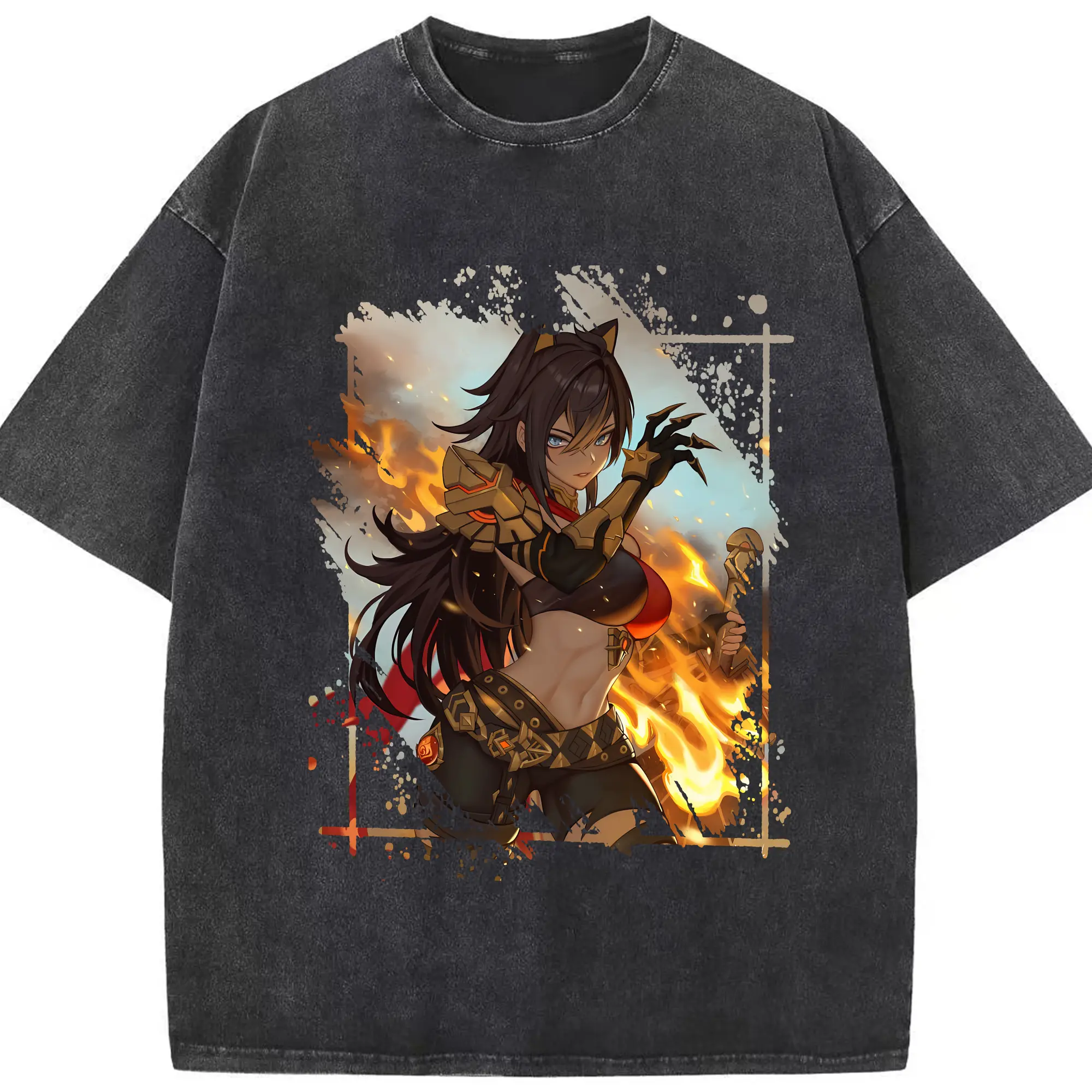 原 神 グッズ ディシア - 綿100％ ヴィンテージ風 半袖Tシャツ ・ フロントプリント ・ 柔らか肌触り ・ 通気性 快適 ・ スポーツ カジュアル 外出用