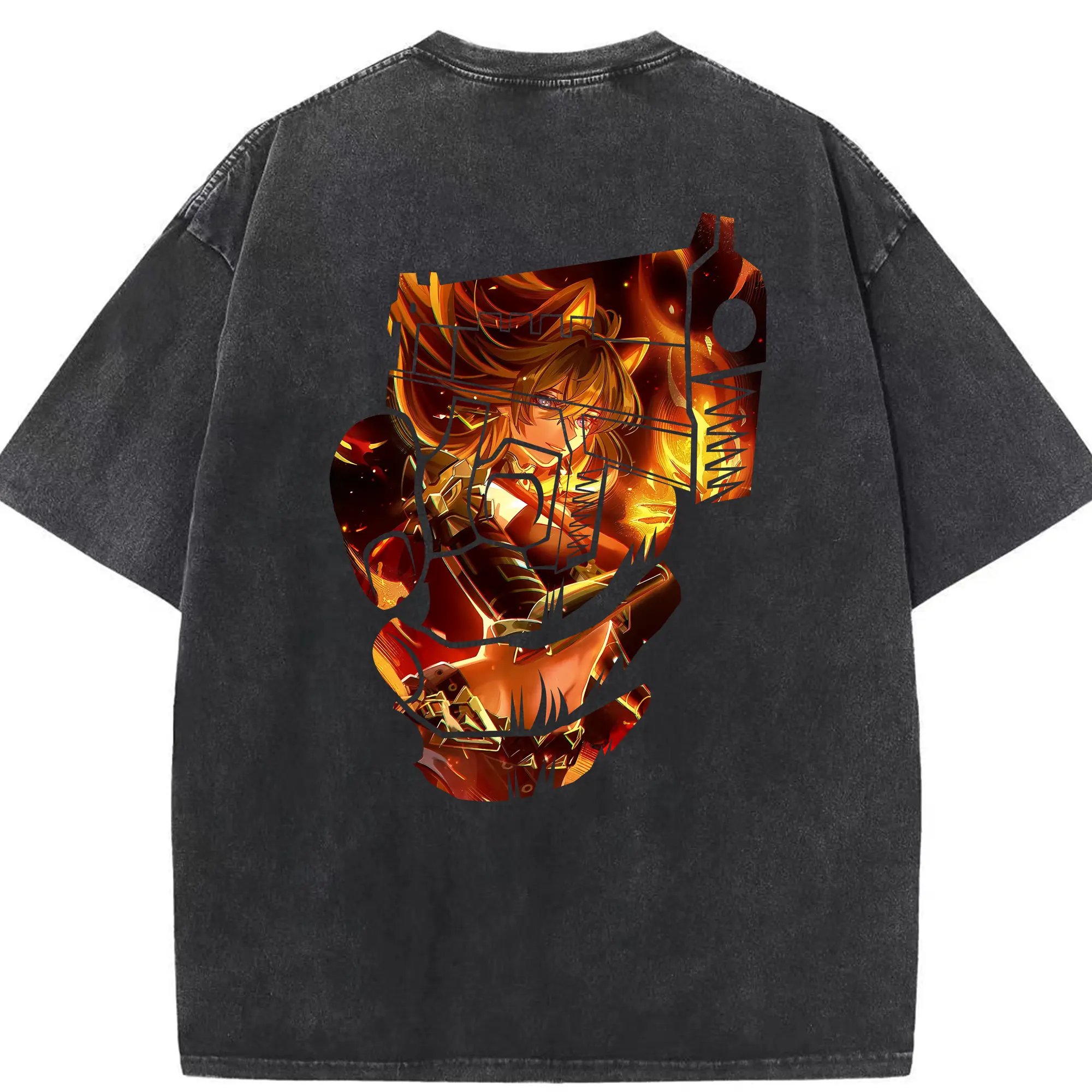 原 神 グッズ ディシア - 綿100％ ヴィンテージ風 半袖Tシャツ ・ 背面プリント ・ 柔らか肌触り ・ 通気性 快適 ・ スポーツ カジュアル 外出用