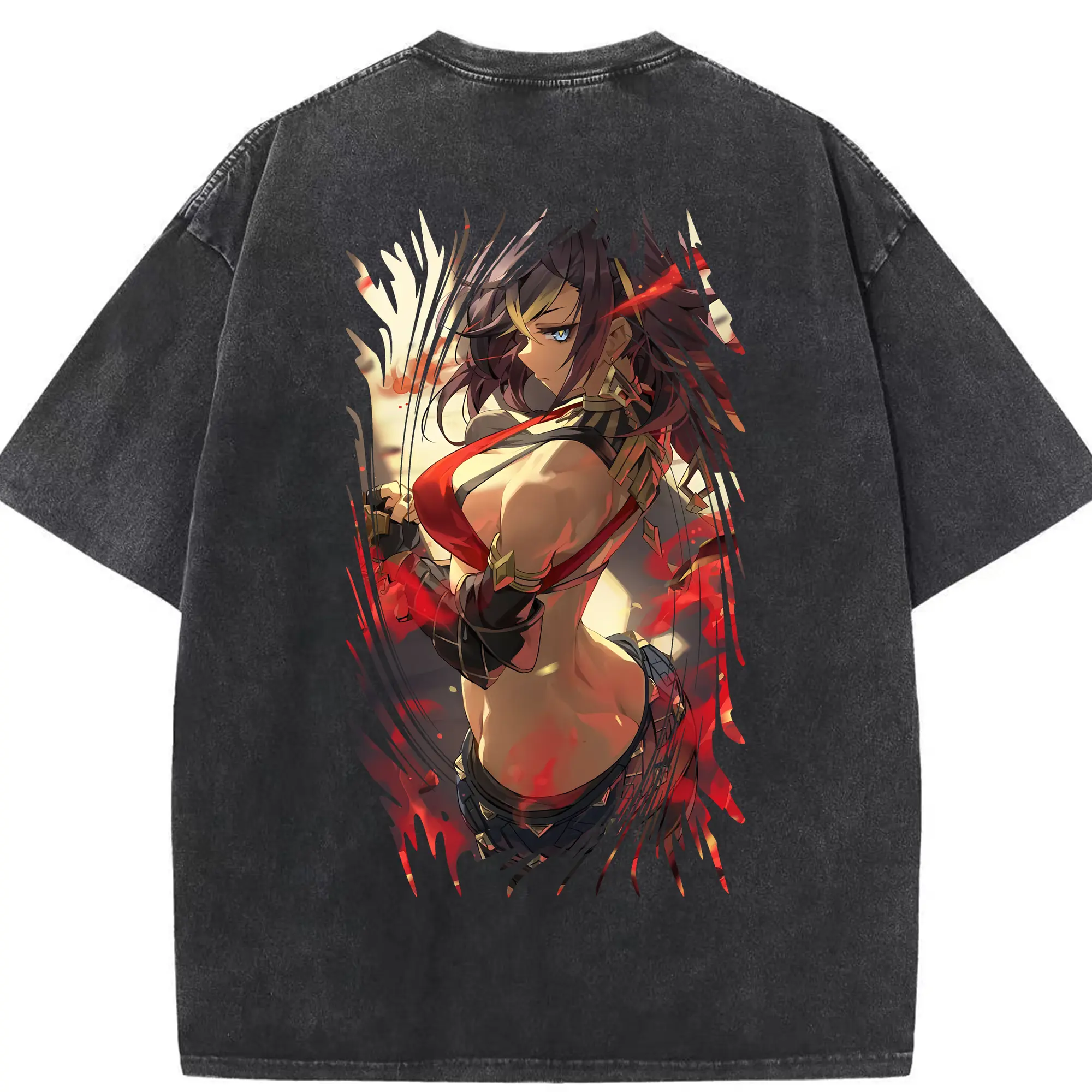 原 神 グッズ ディシア - 綿100％ ヴィンテージ風 半袖Tシャツ ・ 背面プリント ・ 柔らか肌触り ・ 通気性 快適 ・ スポーツ カジュアル 外出用