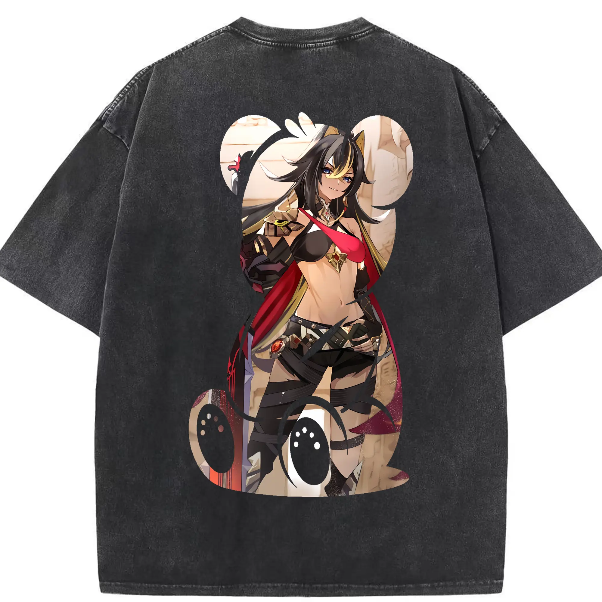 原 神 グッズ ディシア - 綿100％ ヴィンテージ風 半袖Tシャツ ・ 背面プリント ・ 柔らか肌触り ・ 通気性 快適 ・ スポーツ カジュアル 外出用