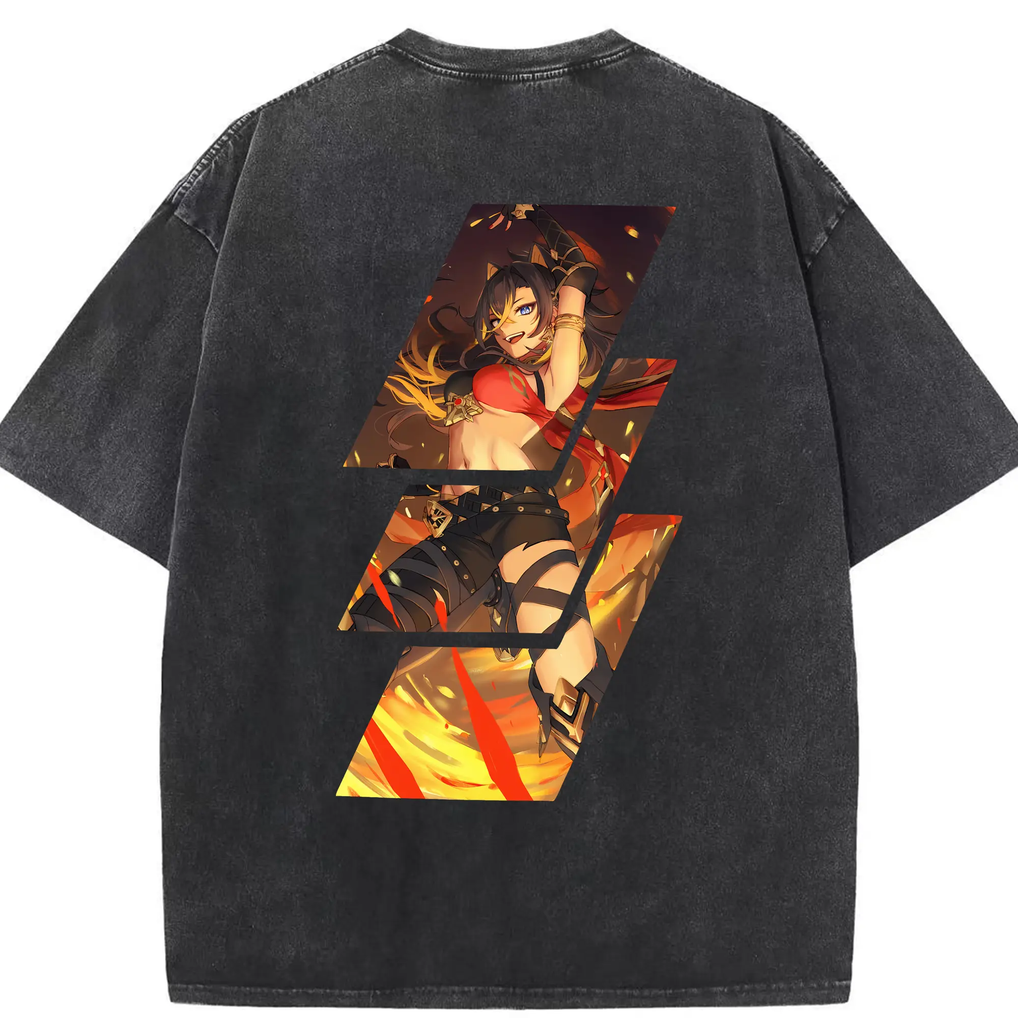 原 神 グッズ ディシア - 綿100％ ヴィンテージ風 半袖Tシャツ ・ 背面プリント ・ 柔らか肌触り ・ 通気性 快適 ・ スポーツ カジュアル 外出用