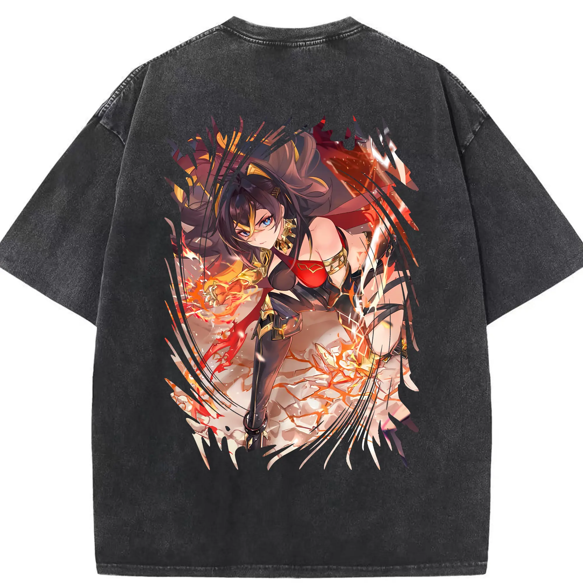 原 神 グッズ ディシア - 綿100％ ヴィンテージ風 半袖Tシャツ ・ 背面プリント ・ 柔らか肌触り ・ 通気性 快適 ・ スポーツ カジュアル 外出用