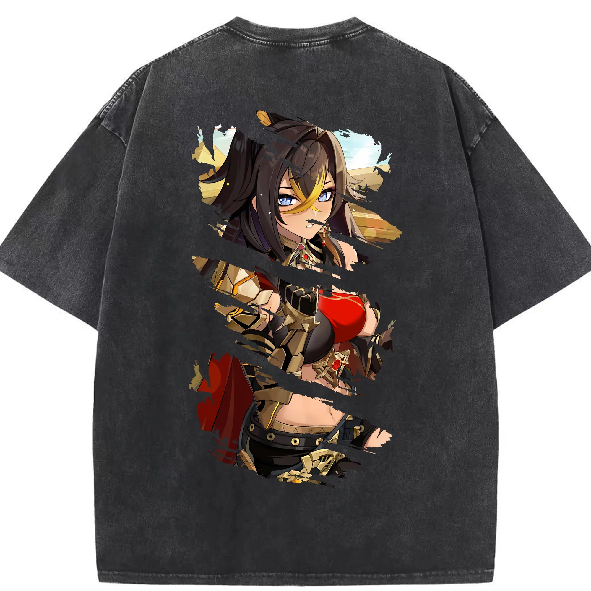 原 神 グッズ ディシア - 綿100％ ヴィンテージ風 半袖Tシャツ ・ 背面プリント ・ 柔らか肌触り ・ 通気性 快適 ・ スポーツ カジュアル 外出用