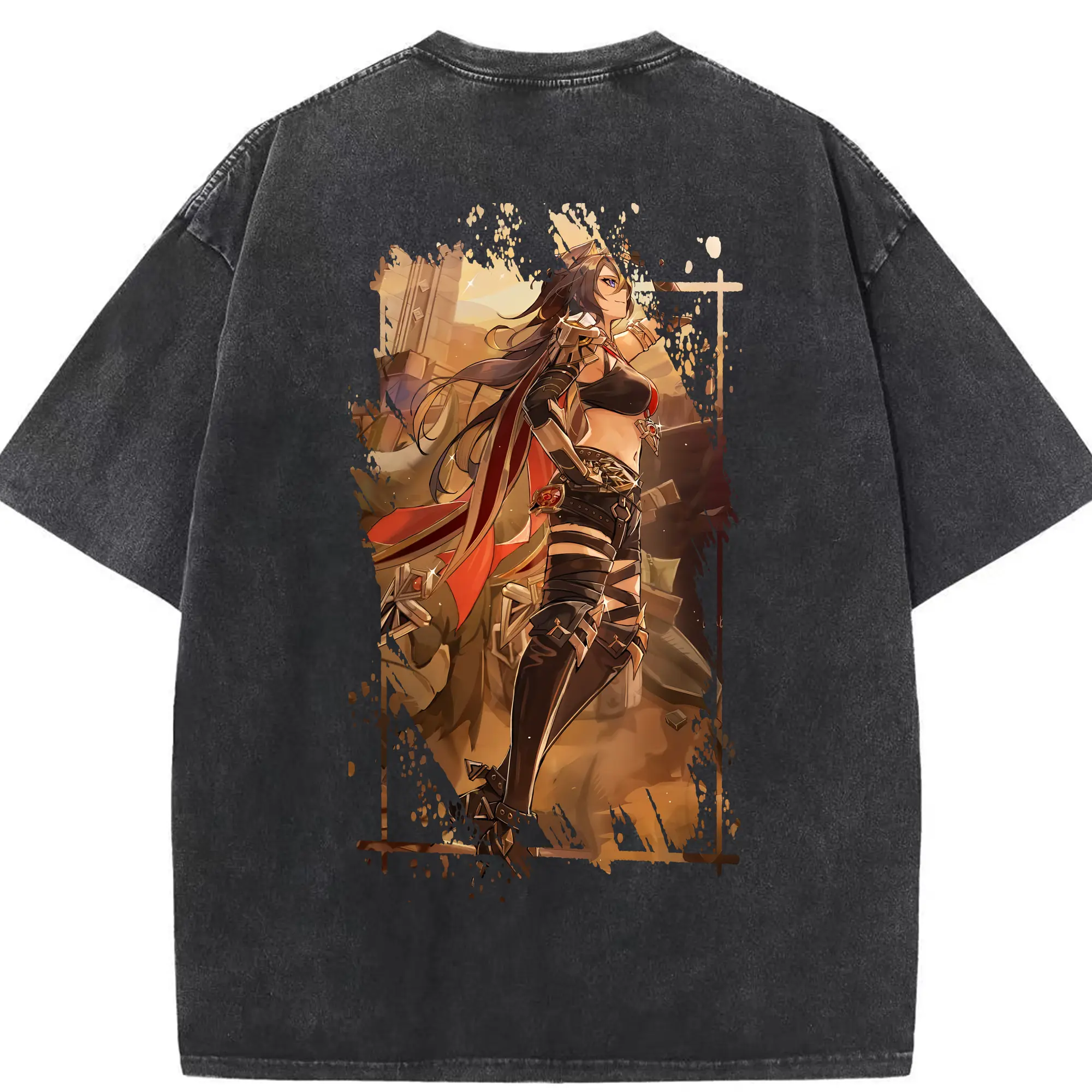 原 神 グッズ ディシア - 綿100％ ヴィンテージ風 半袖Tシャツ ・ 背面プリント ・ 柔らか肌触り ・ 通気性 快適 ・ スポーツ カジュアル 外出用