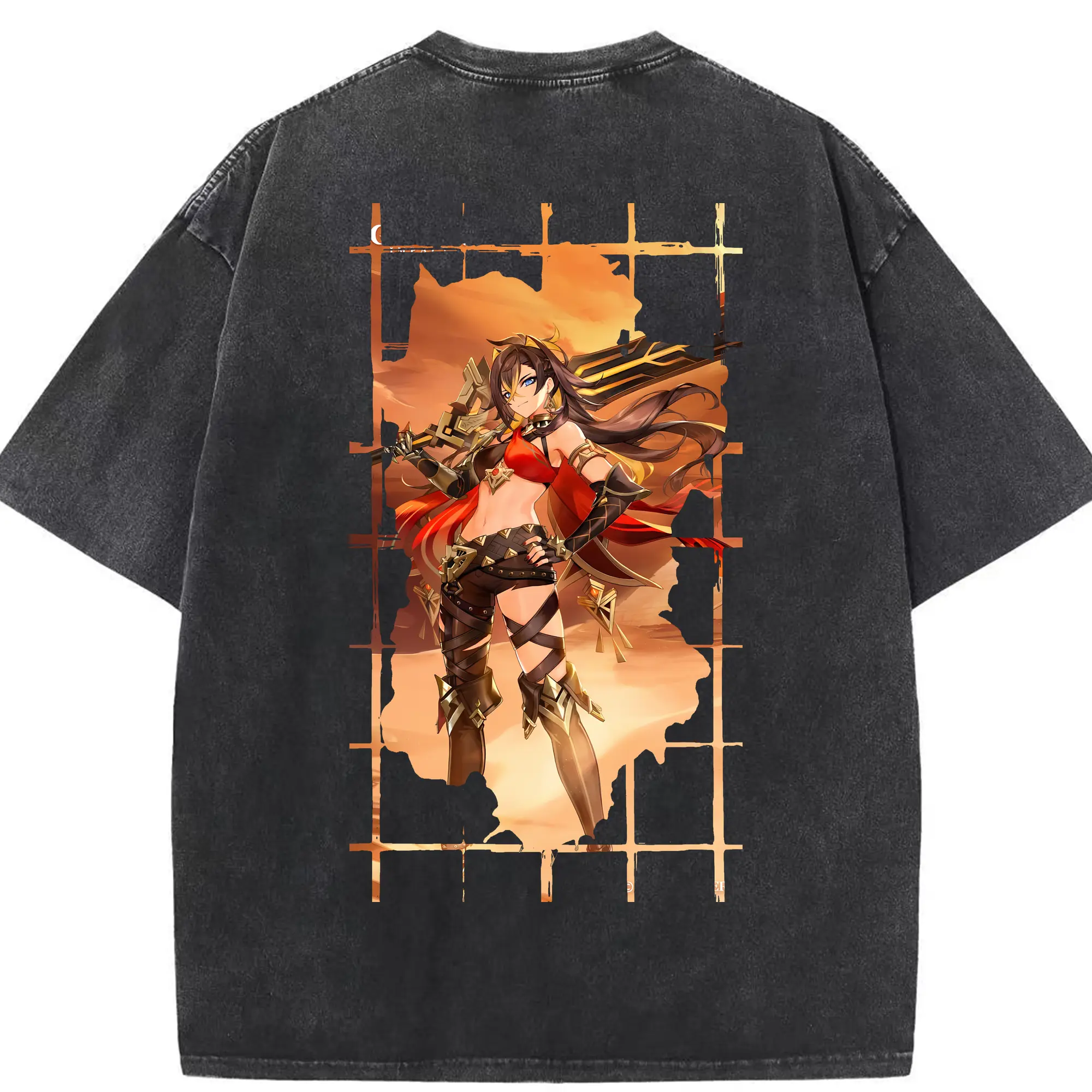 原 神 グッズ ディシア - 綿100％ ヴィンテージ風 半袖Tシャツ ・ 背面プリント ・ 柔らか肌触り ・ 通気性 快適 ・ スポーツ カジュアル 外出用