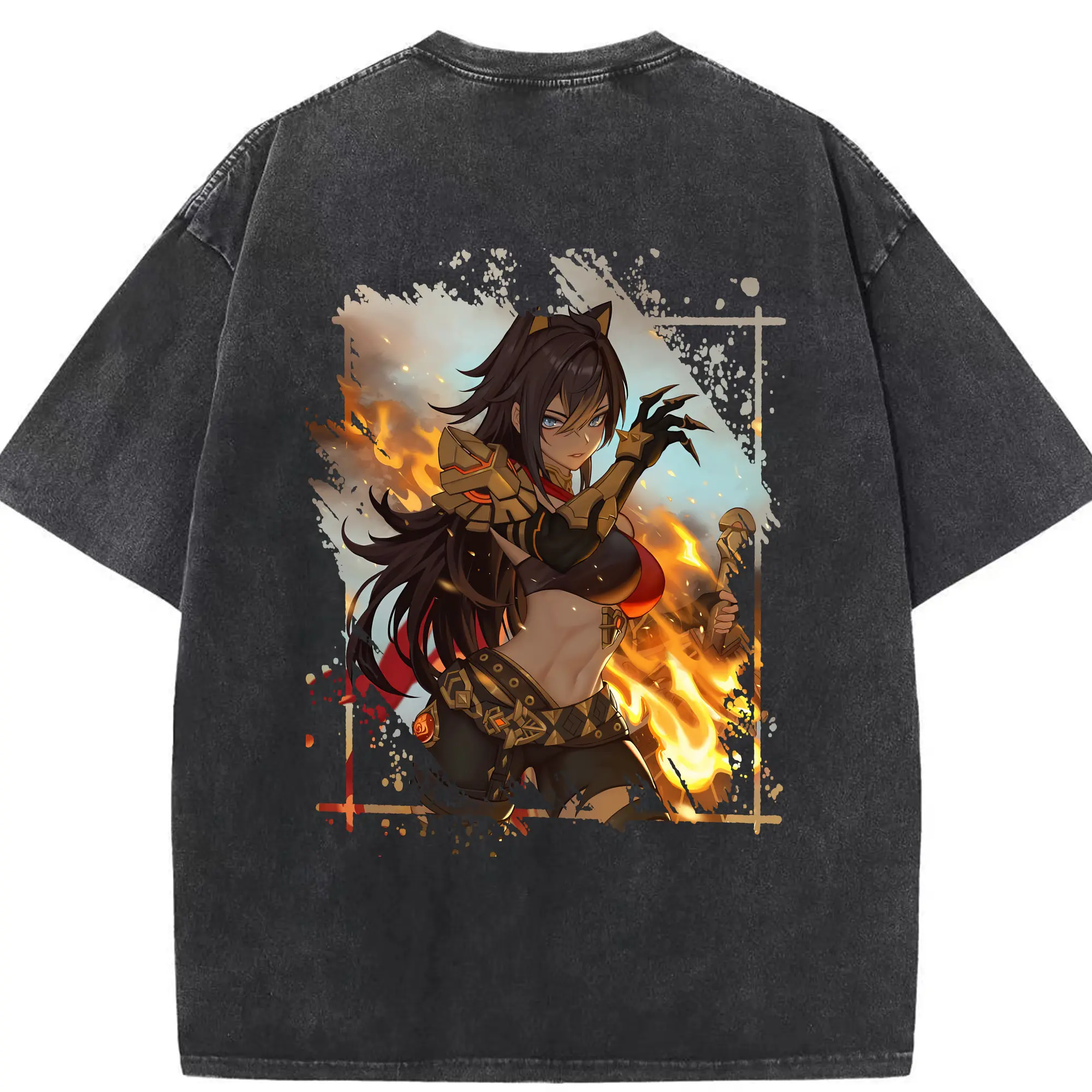 原 神 グッズ ディシア - 綿100％ ヴィンテージ風 半袖Tシャツ ・ 背面プリント ・ 柔らか肌触り ・ 通気性 快適 ・ スポーツ カジュアル 外出用