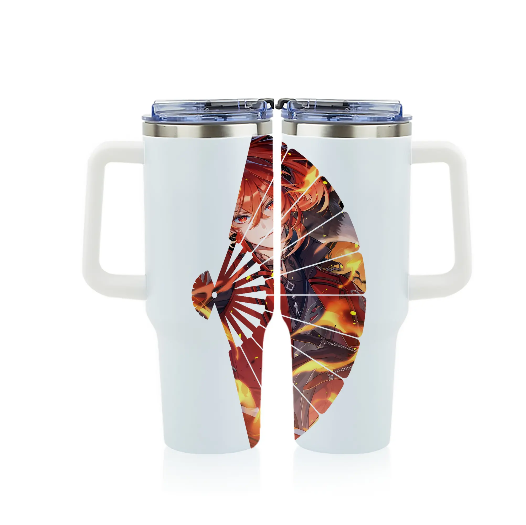 原 神 グッズ ディルック - 1200mL フルプリント車用タンブラー ・ 304ステンレス 内側 ・ 201ステンレス 外側 ・ 保温 保冷 ・ 通勤 ドライブ アウトドア用