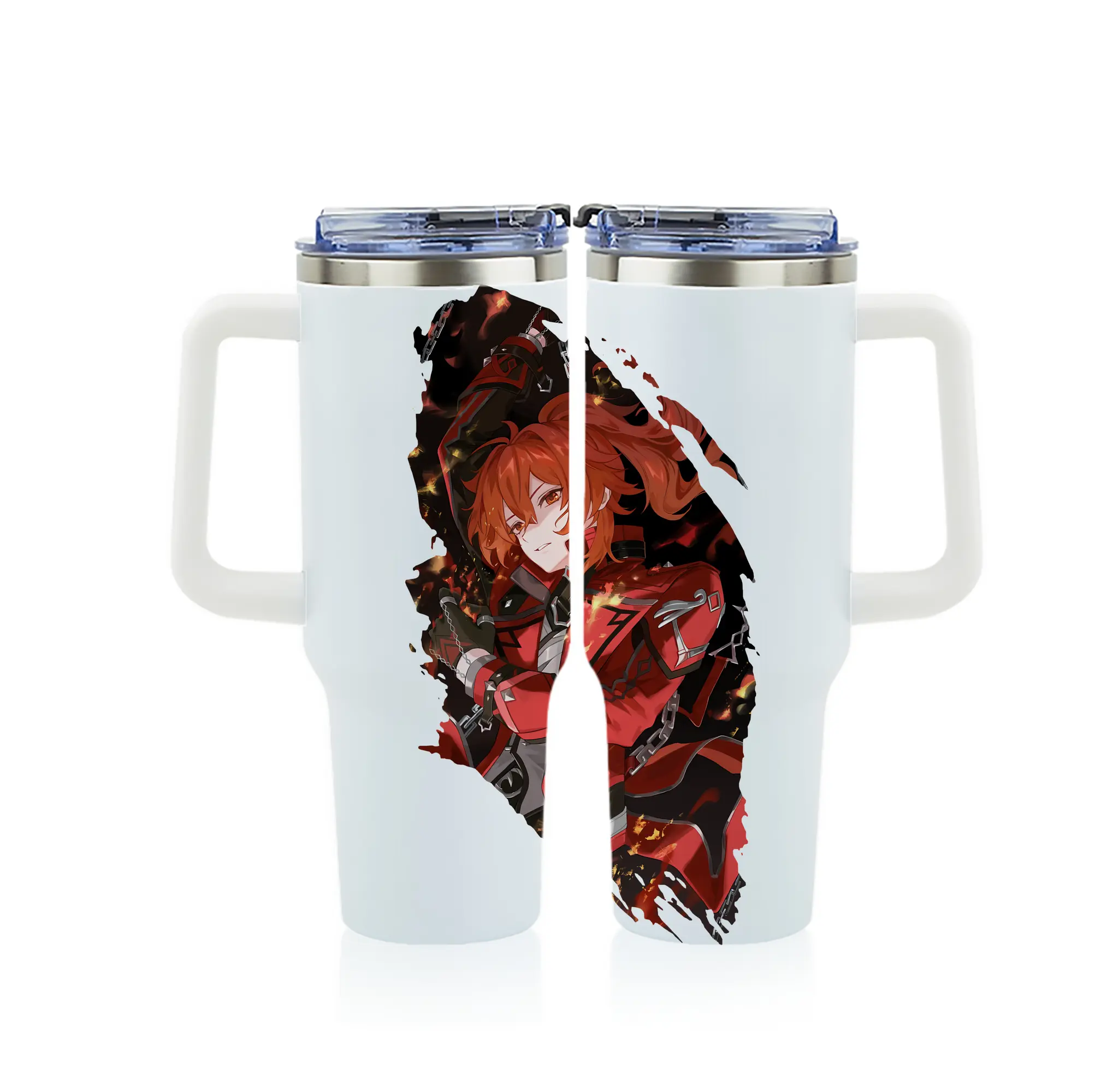 原 神 グッズ ディルック - 1200mL フルプリント車用タンブラー ・ 304ステンレス 内側 ・ 201ステンレス 外側 ・ 保温 保冷 ・ 通勤 ドライブ アウトドア用