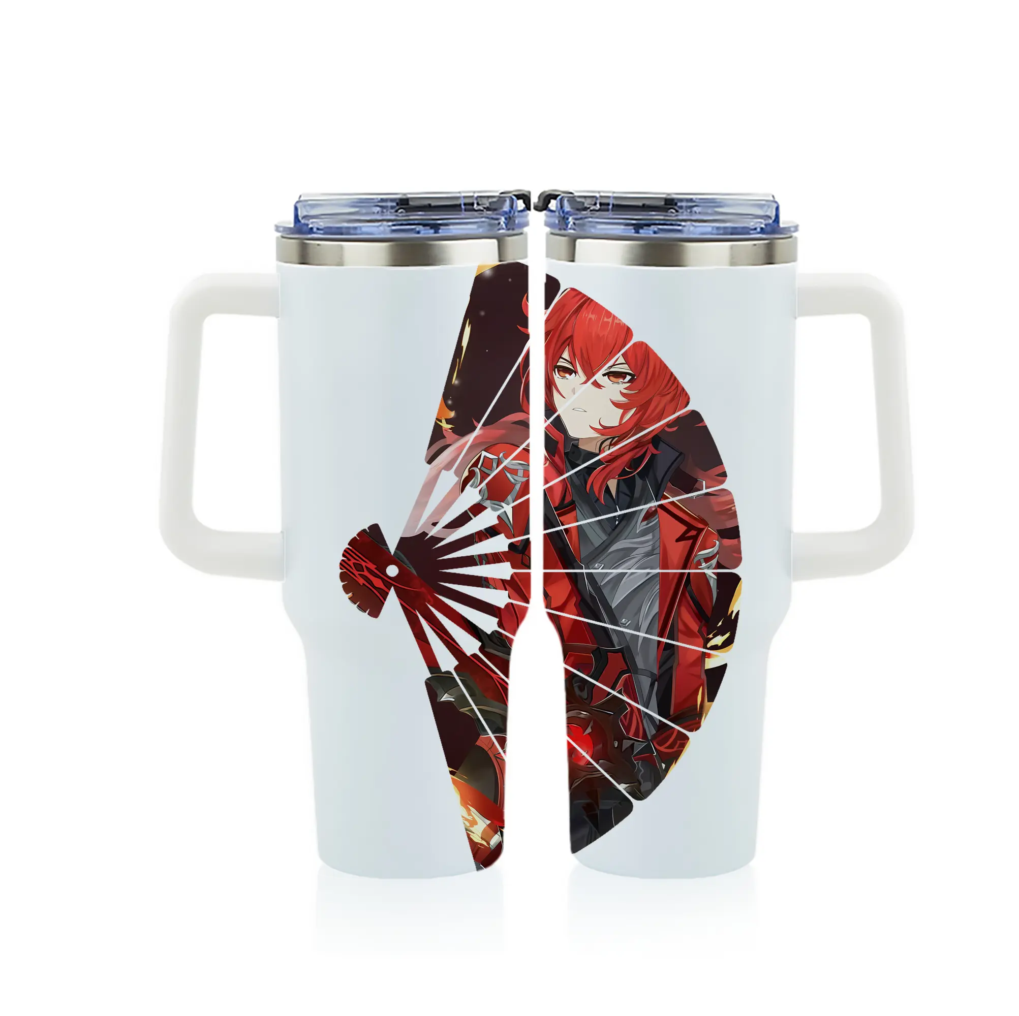 原 神 グッズ ディルック - 1200mL フルプリント車用タンブラー ・ 304ステンレス 内側 ・ 201ステンレス 外側 ・ 保温 保冷 ・ 通勤 ドライブ アウトドア用