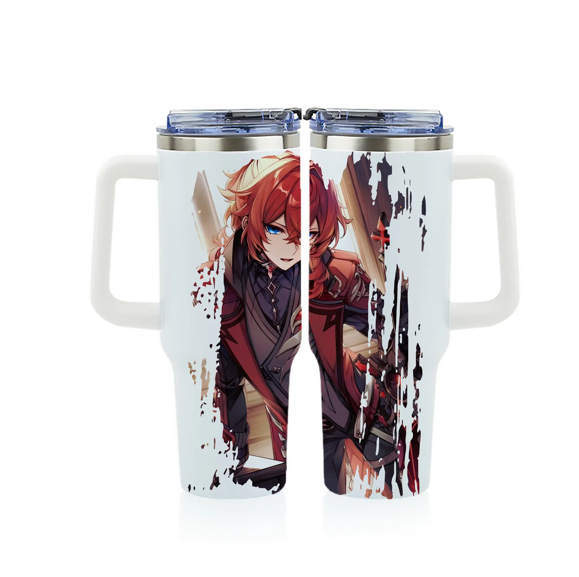 原 神 グッズ ディルック - 1200mL フルプリント車用タンブラー ・ 304ステンレス 内側 ・ 201ステンレス 外側 ・ 保温 保冷 ・ 通勤 ドライブ アウトドア用