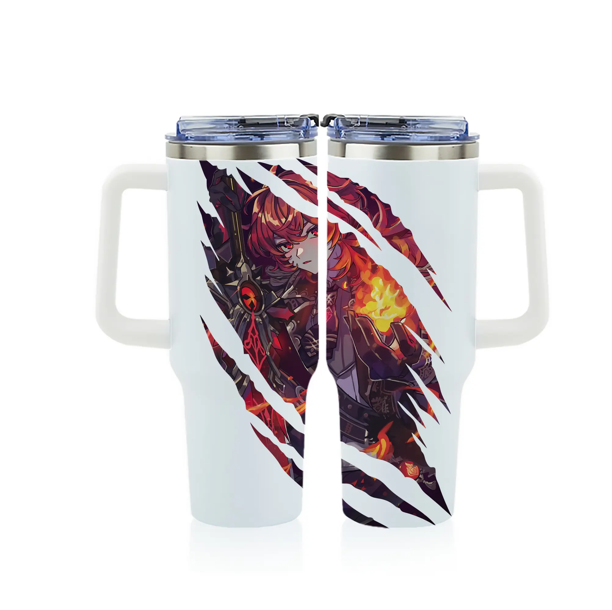 原 神 グッズ ディルック - 1200mL フルプリント車用タンブラー ・ 304ステンレス 内側 ・ 201ステンレス 外側 ・ 保温 保冷 ・ 通勤 ドライブ アウトドア用