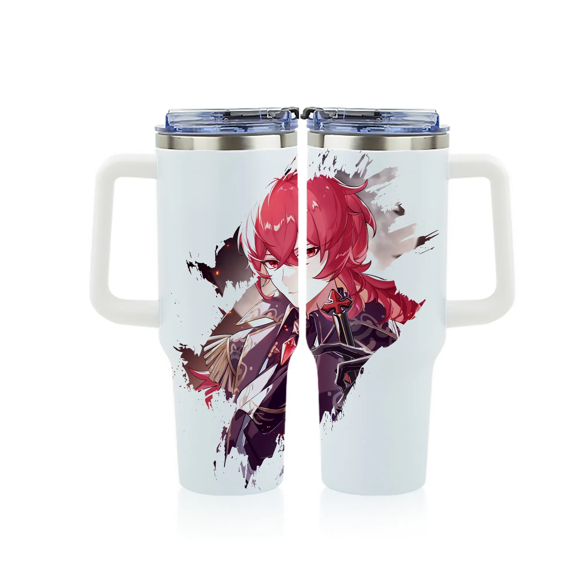 原 神 グッズ ディルック - 1200mL フルプリント車用タンブラー ・ 304ステンレス 内側 ・ 201ステンレス 外側 ・ 保温 保冷 ・ 通勤 ドライブ アウトドア用