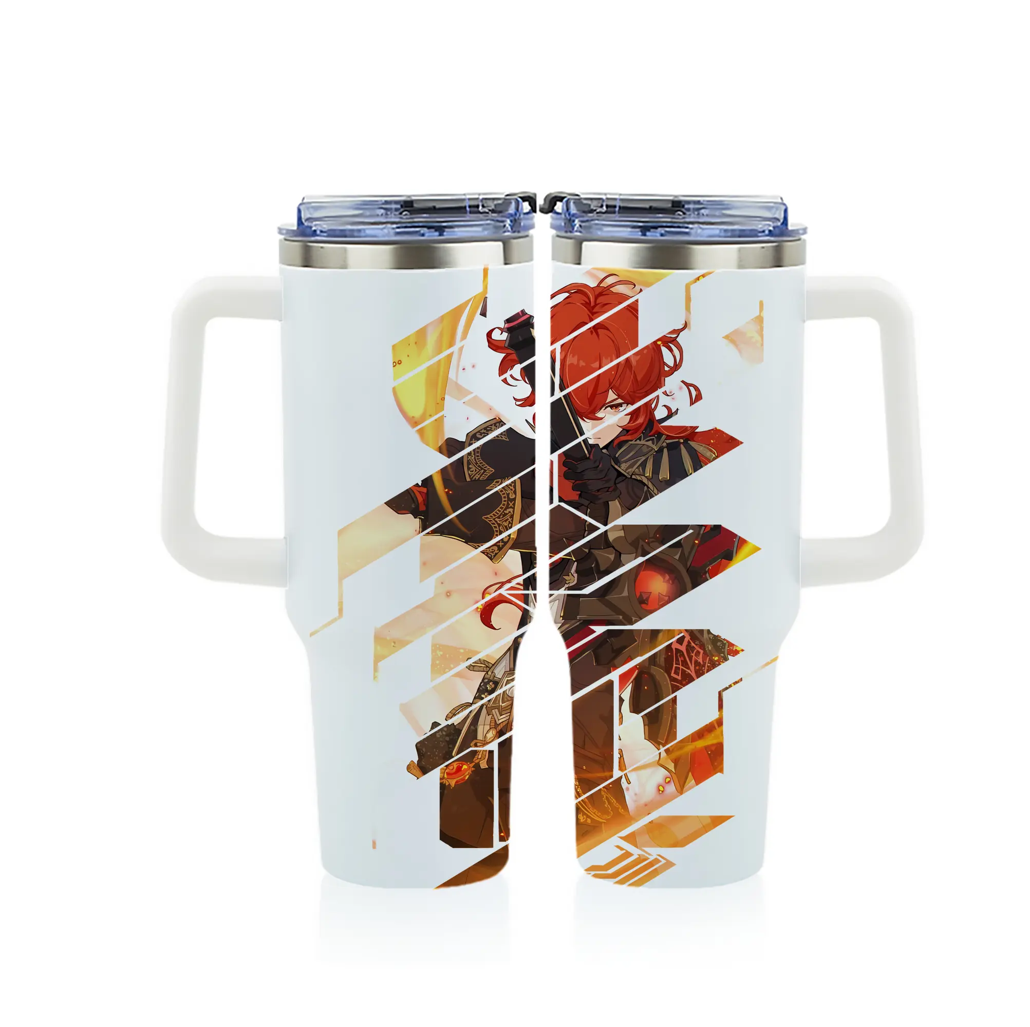 原 神 グッズ ディルック - 1200mL フルプリント車用タンブラー ・ 304ステンレス 内側 ・ 201ステンレス 外側 ・ 保温 保冷 ・ 通勤 ドライブ アウトドア用