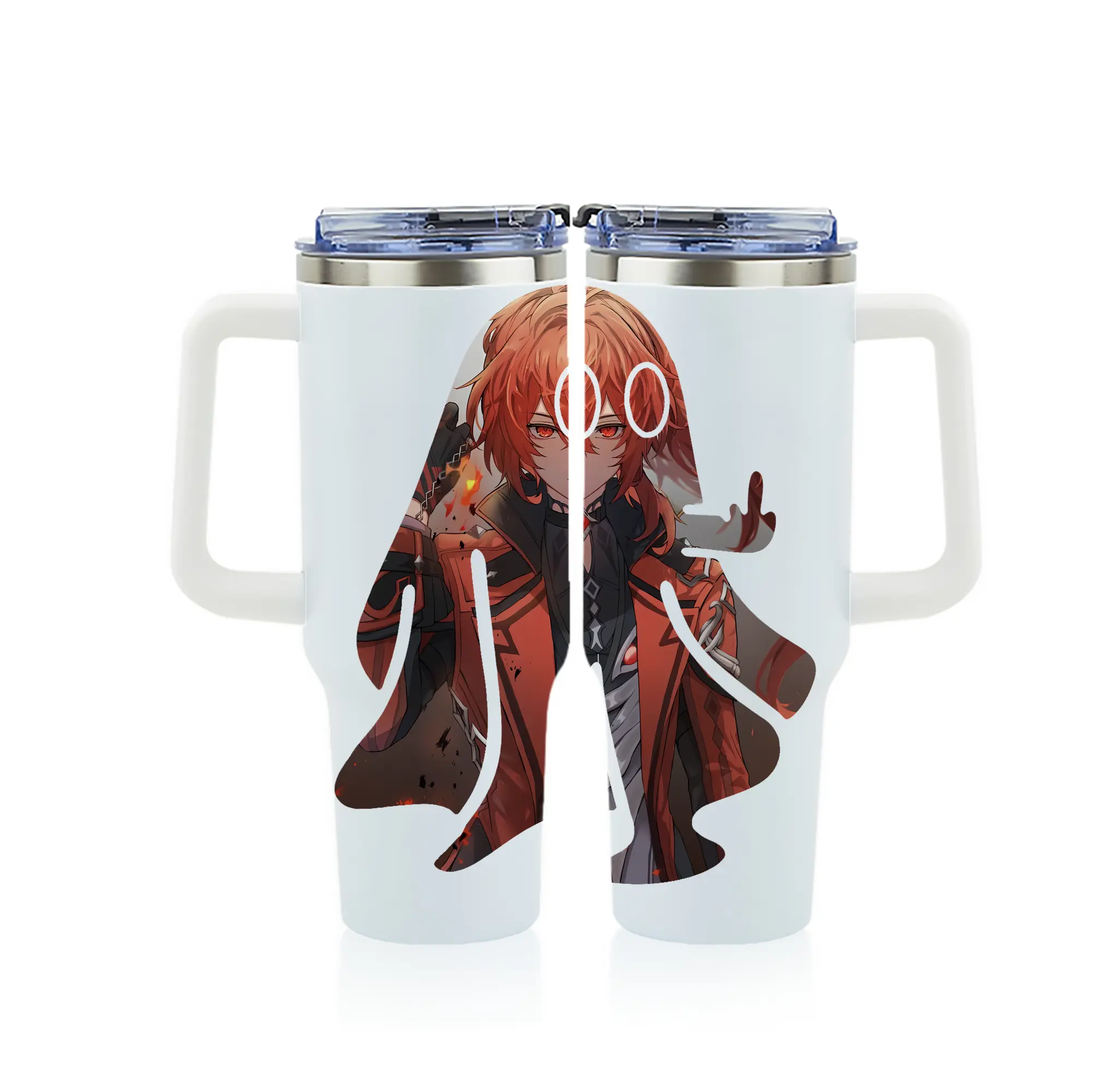 原 神 グッズ ディルック - 1200mL フルプリント車用タンブラー ・ 304ステンレス 内側 ・ 201ステンレス 外側 ・ 保温 保冷 ・ 通勤 ドライブ アウトドア用