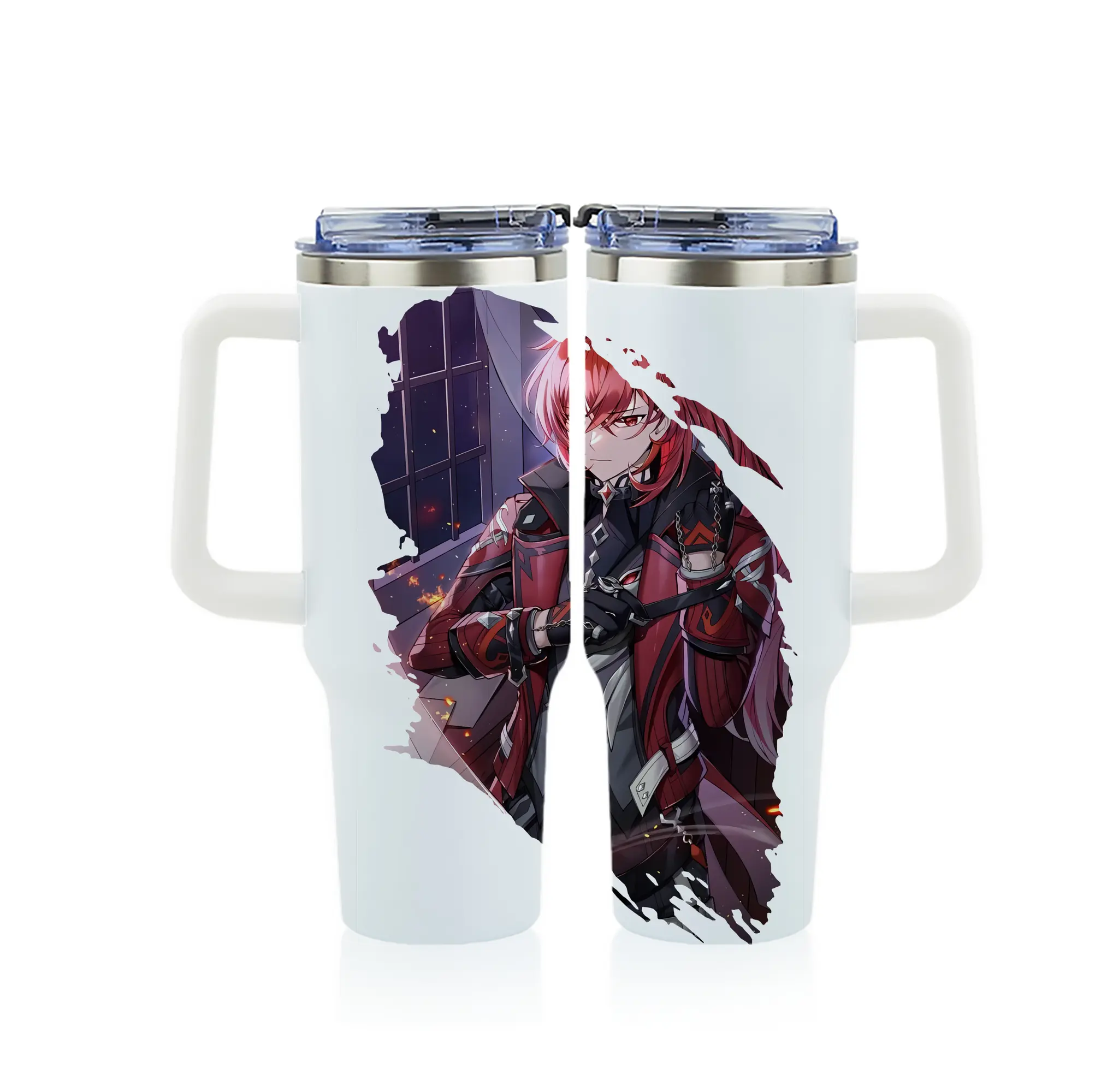 原 神 グッズ ディルック - 1200mL フルプリント車用タンブラー ・ 304ステンレス 内側 ・ 201ステンレス 外側 ・ 保温 保冷 ・ 通勤 ドライブ アウトドア用