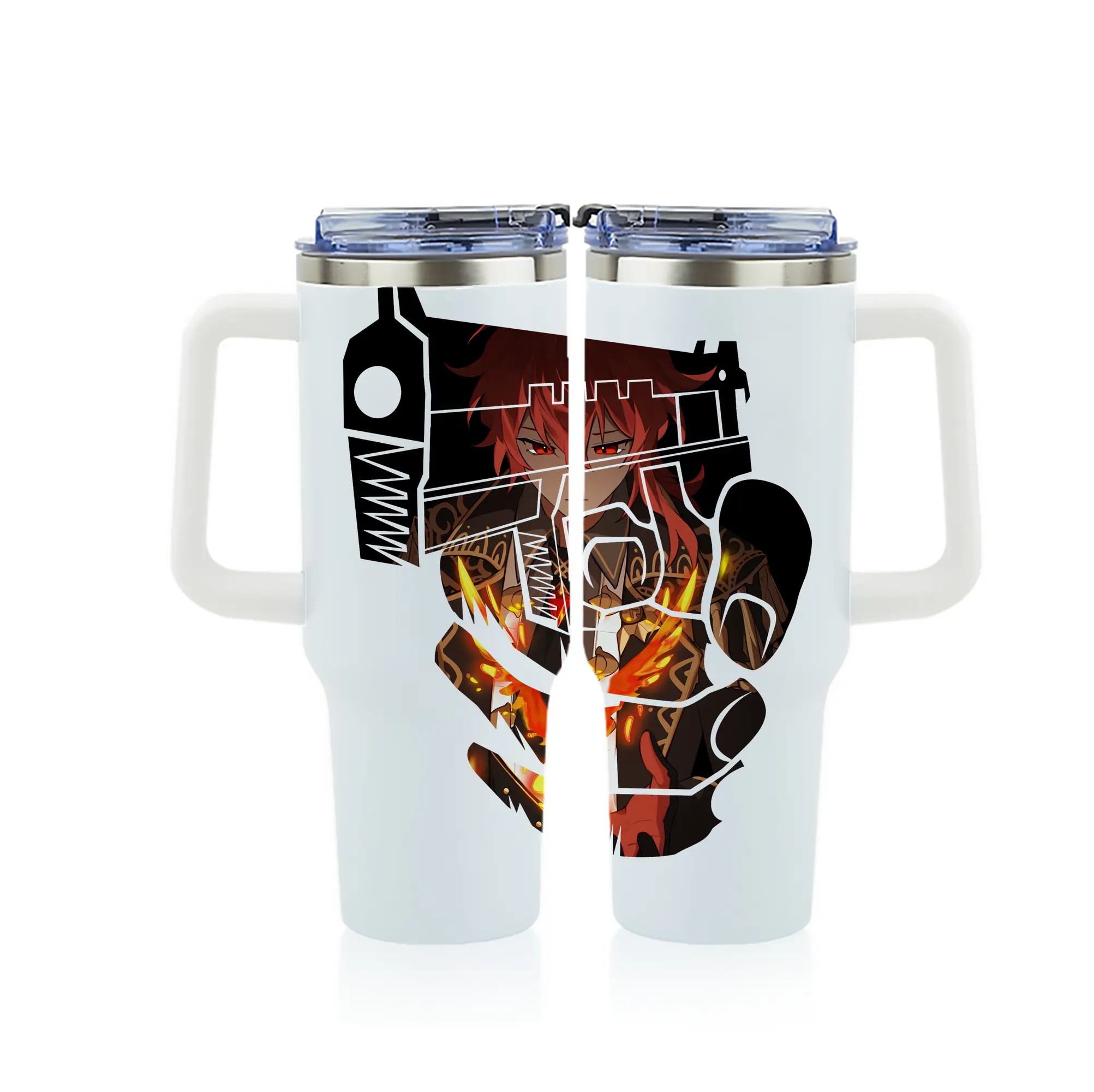 原 神 グッズ ディルック - 1200mL フルプリント車用タンブラー ・ 304ステンレス 内側 ・ 201ステンレス 外側 ・ 保温 保冷 ・ 通勤 ドライブ アウトドア用