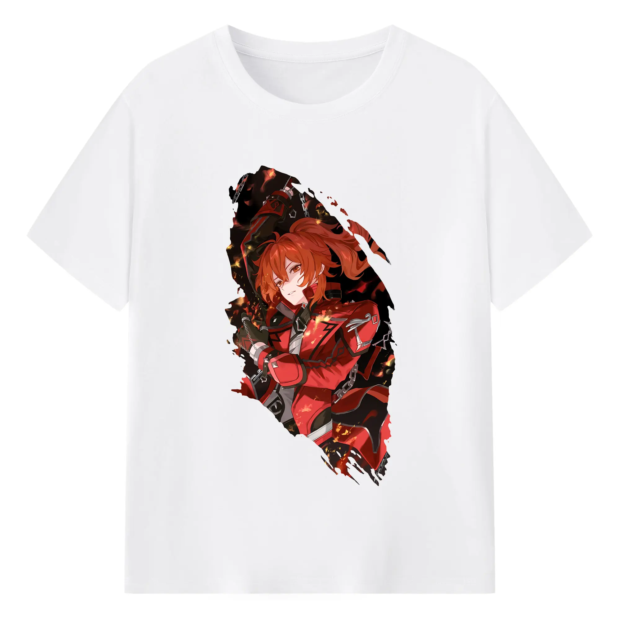 原 神 グッズ ディルック - 綿100％ 半袖Tシャツ ・ フロントプリント ・ 快適 通気性 ・ 日常使い 散歩 スポーツ用