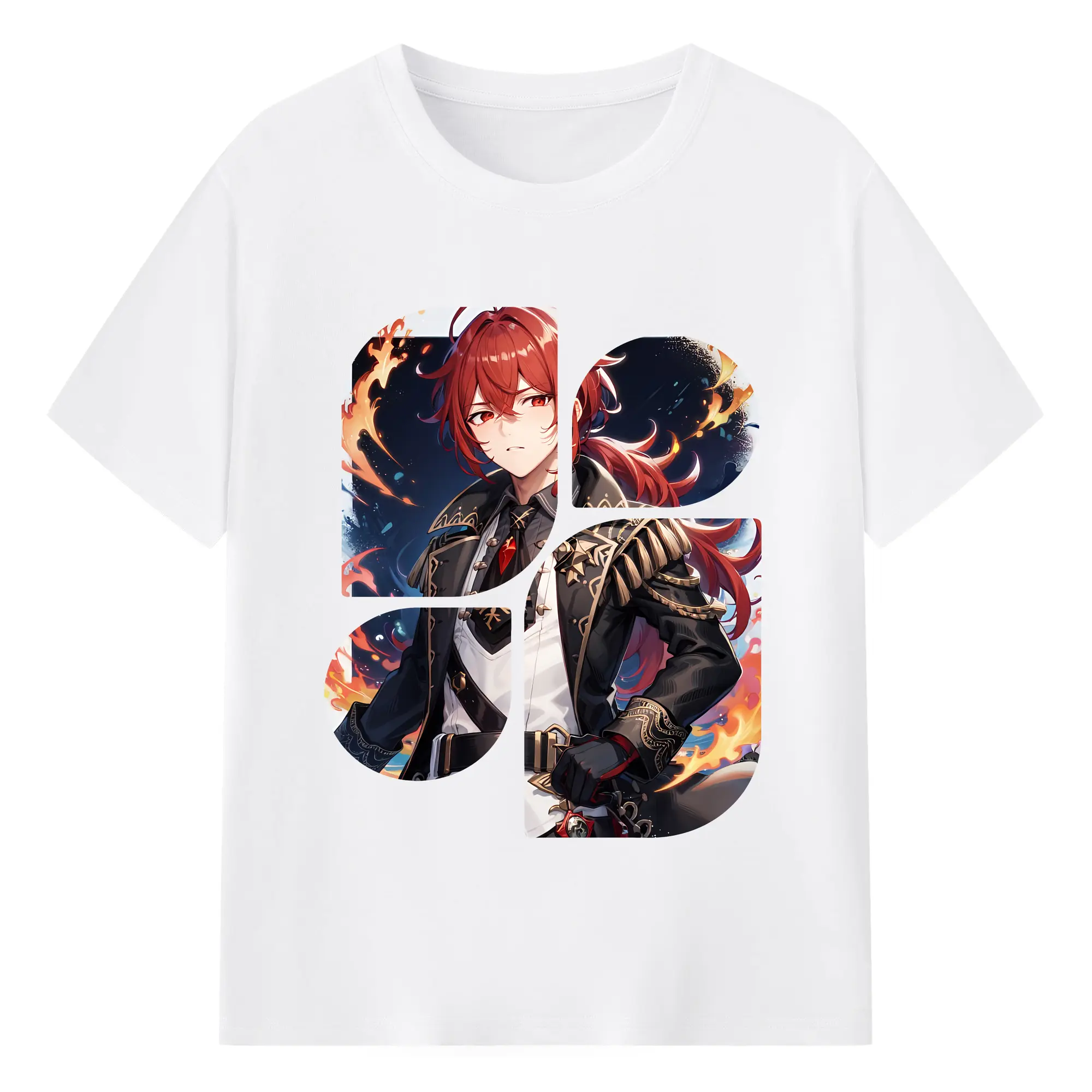 原 神 グッズ ディルック - 綿100％ 半袖Tシャツ ・ フロントプリント ・ 快適 通気性 ・ 日常使い 散歩 スポーツ用