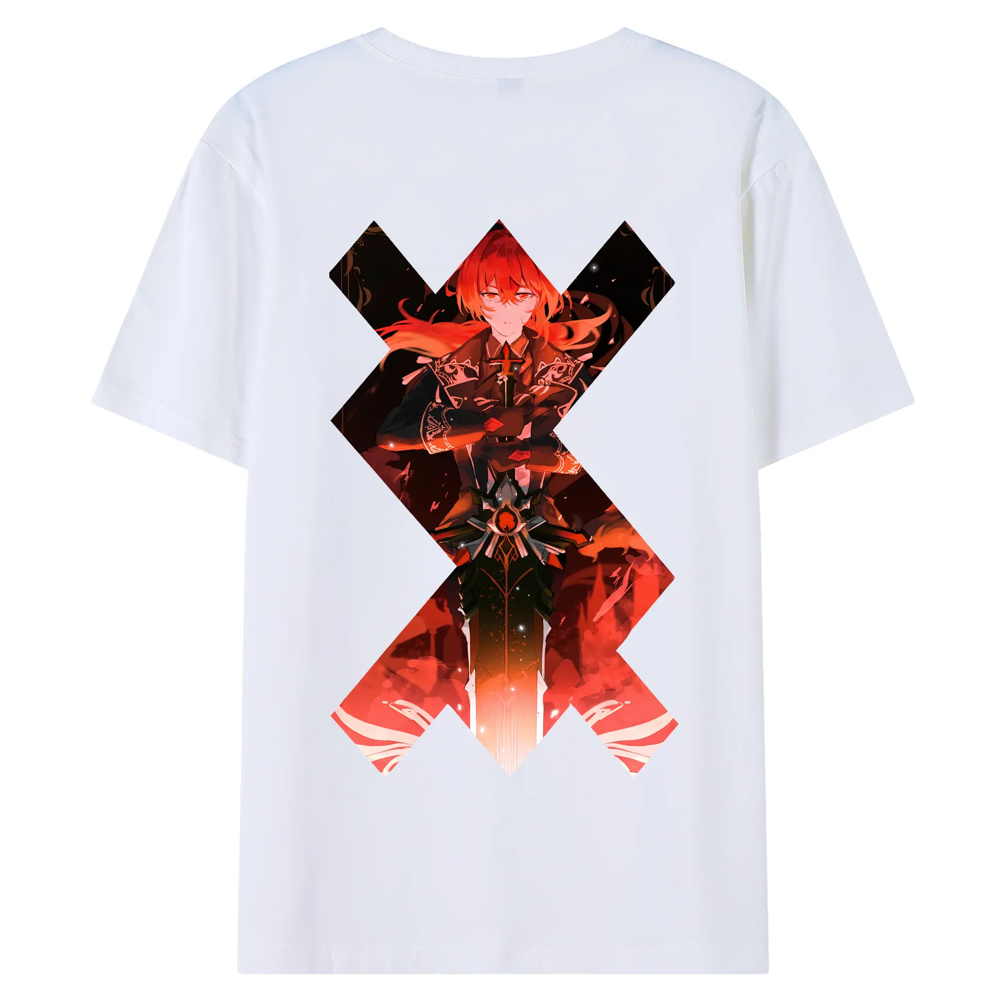 原 神 グッズ ディルック - 綿100％ 半袖Tシャツ ・ バックプリント ・ 快適 通気性 ・ 日常使い 散歩 スポーツ用