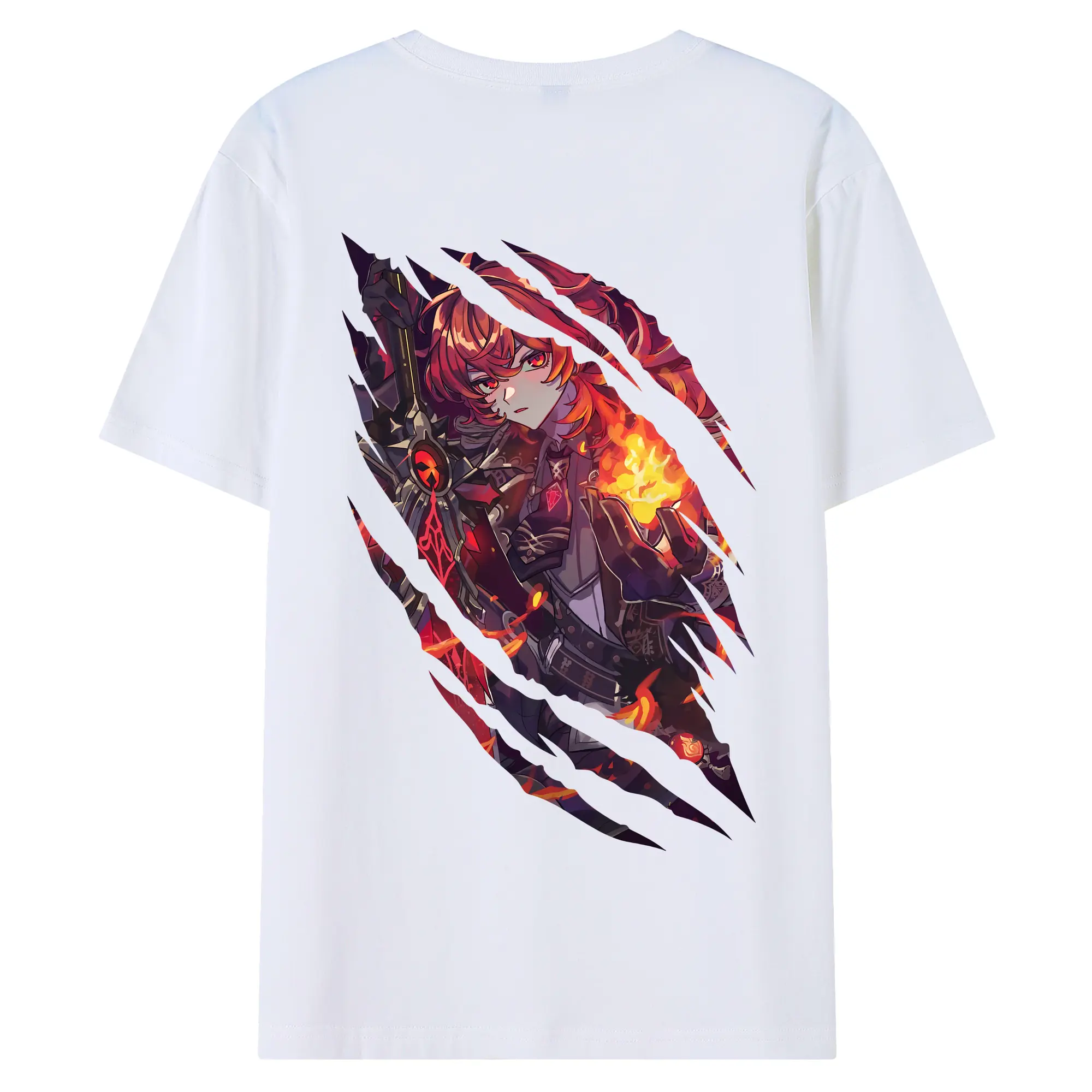 原 神 グッズ ディルック - 綿100％ 半袖Tシャツ ・ バックプリント ・ 快適 通気性 ・ 日常使い 散歩 スポーツ用