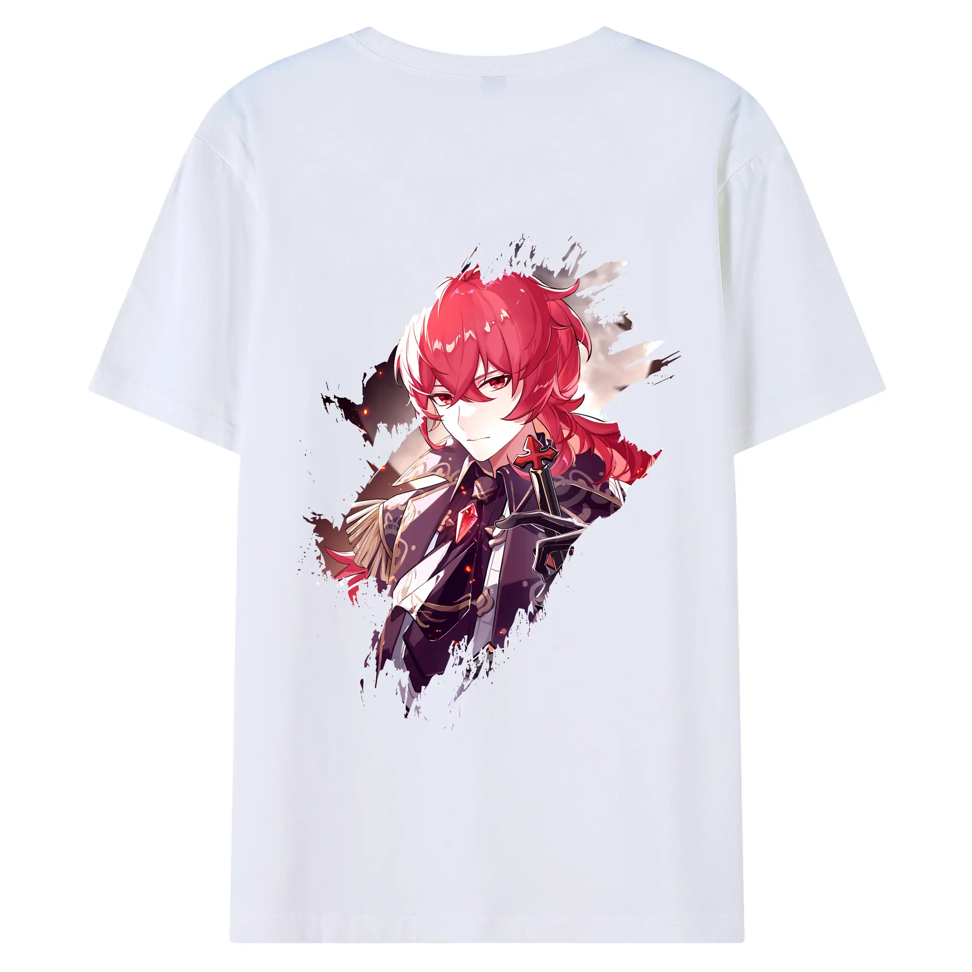 原 神 グッズ ディルック - 綿100％ 半袖Tシャツ ・ バックプリント ・ 快適 通気性 ・ 日常使い 散歩 スポーツ用