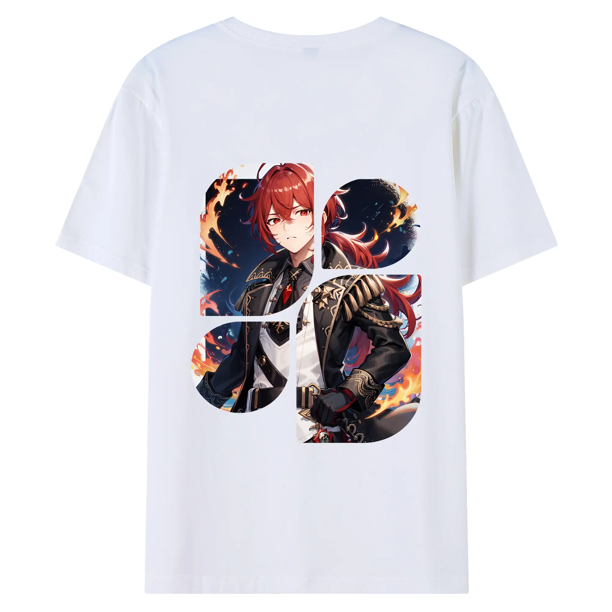 原 神 グッズ ディルック - 綿100％ 半袖Tシャツ ・ バックプリント ・ 快適 通気性 ・ 日常使い 散歩 スポーツ用