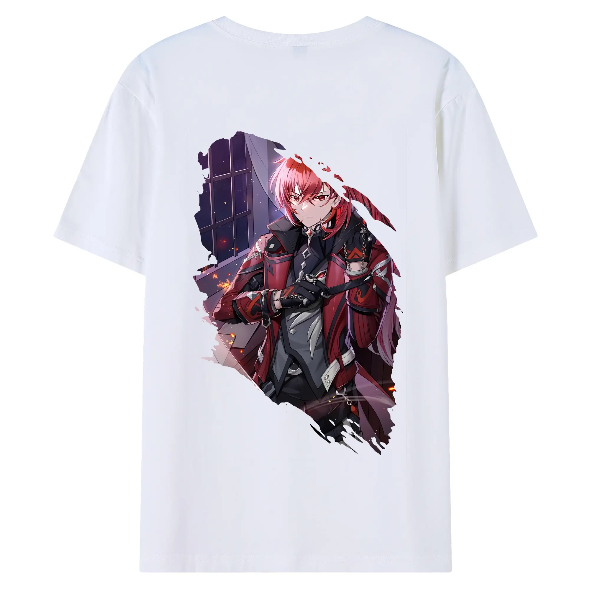 原 神 グッズ ディルック - 綿100％ 半袖Tシャツ ・ バックプリント ・ 快適 通気性 ・ 日常使い 散歩 スポーツ用