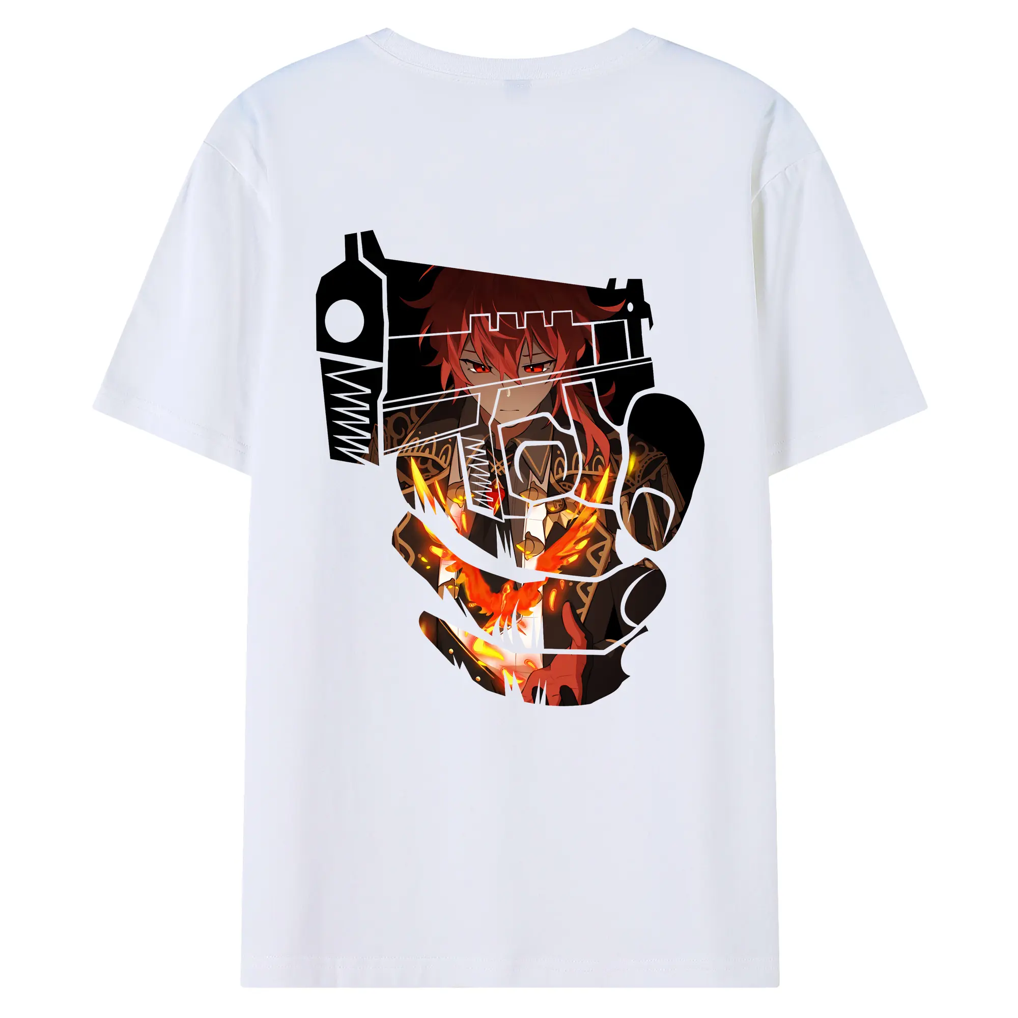 原 神 グッズ ディルック - 綿100％ 半袖Tシャツ ・ バックプリント ・ 快適 通気性 ・ 日常使い 散歩 スポーツ用