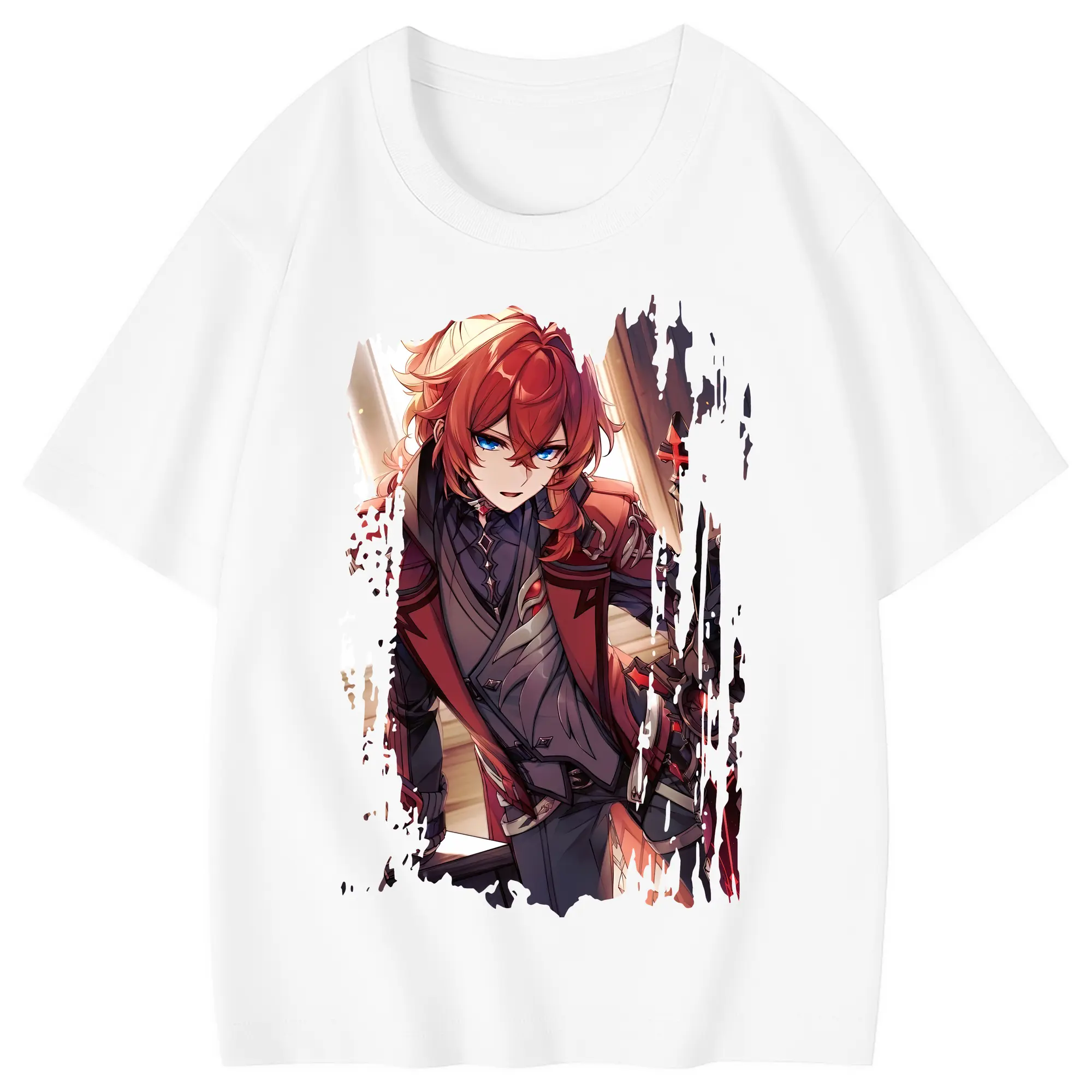 原 神 グッズ ディルック - 綿100％ キッズTシャツ ・ フロントプリント ・ 快適 通気性 ・ スポーツ カジュアル 散歩用