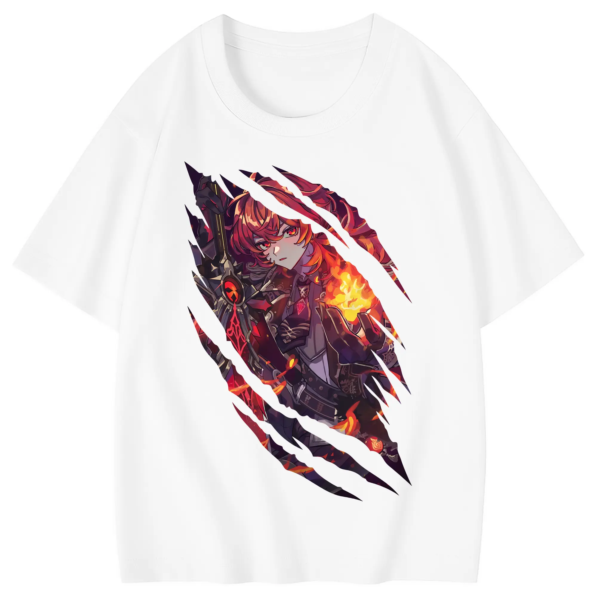 原 神 グッズ ディルック - 綿100％ キッズTシャツ ・ フロントプリント ・ 快適 通気性 ・ スポーツ カジュアル 散歩用