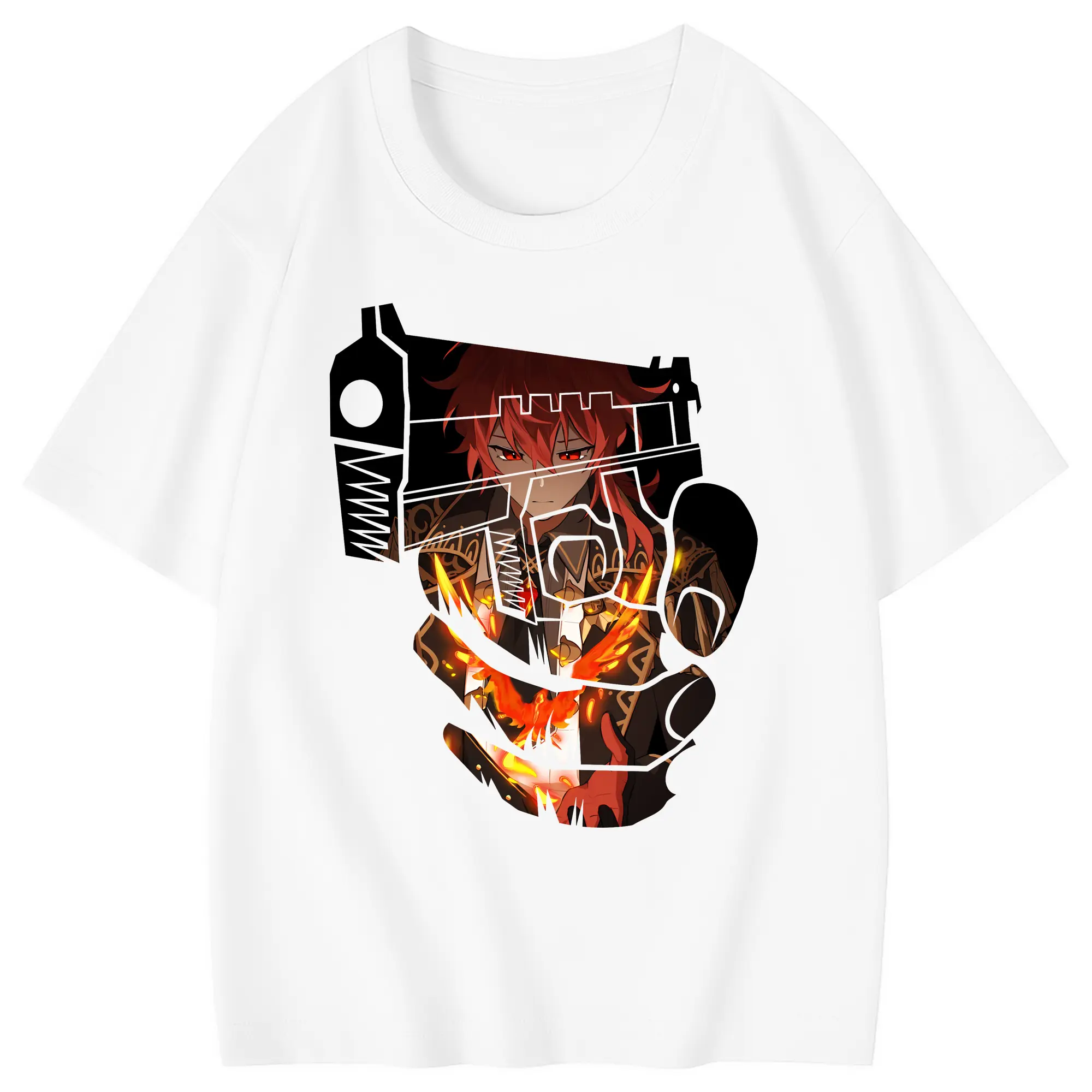 原 神 グッズ ディルック - 綿100％ キッズTシャツ ・ フロントプリント ・ 快適 通気性 ・ スポーツ カジュアル 散歩用