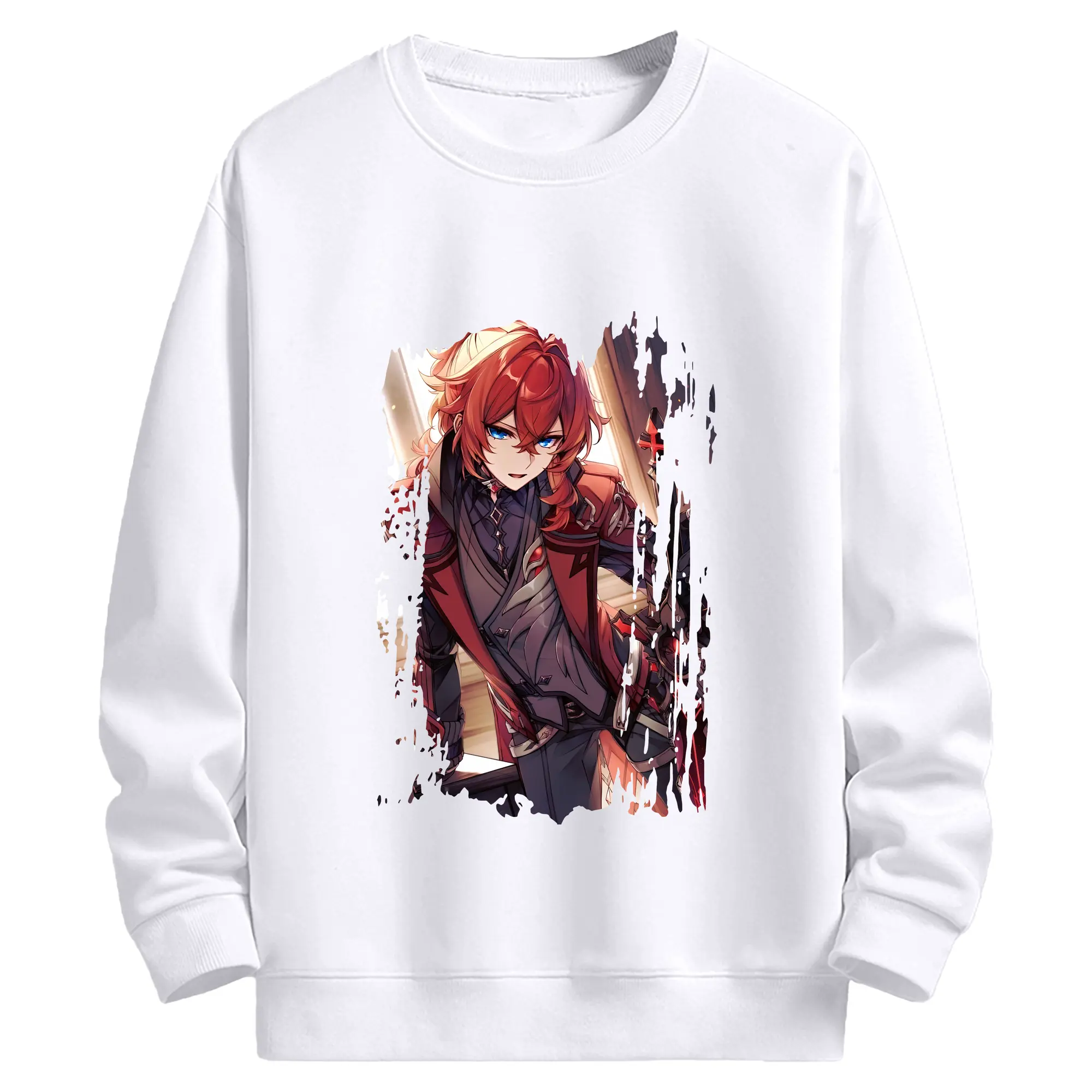 原 神 グッズ ディルック - 高品質 クルーネック スウェット ・ コットン59％ ポリエステル41％ ・ ユニセックス 長袖 トレーナー ・ カジュアル デイリー スポーツ 散歩用