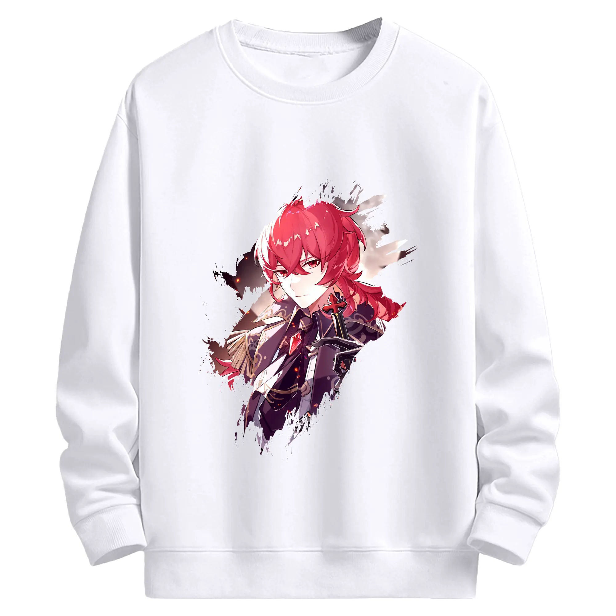 原 神 グッズ ディルック - 高品質 クルーネック スウェット ・ コットン59％ ポリエステル41％ ・ ユニセックス 長袖 トレーナー ・ カジュアル デイリー スポーツ 散歩用