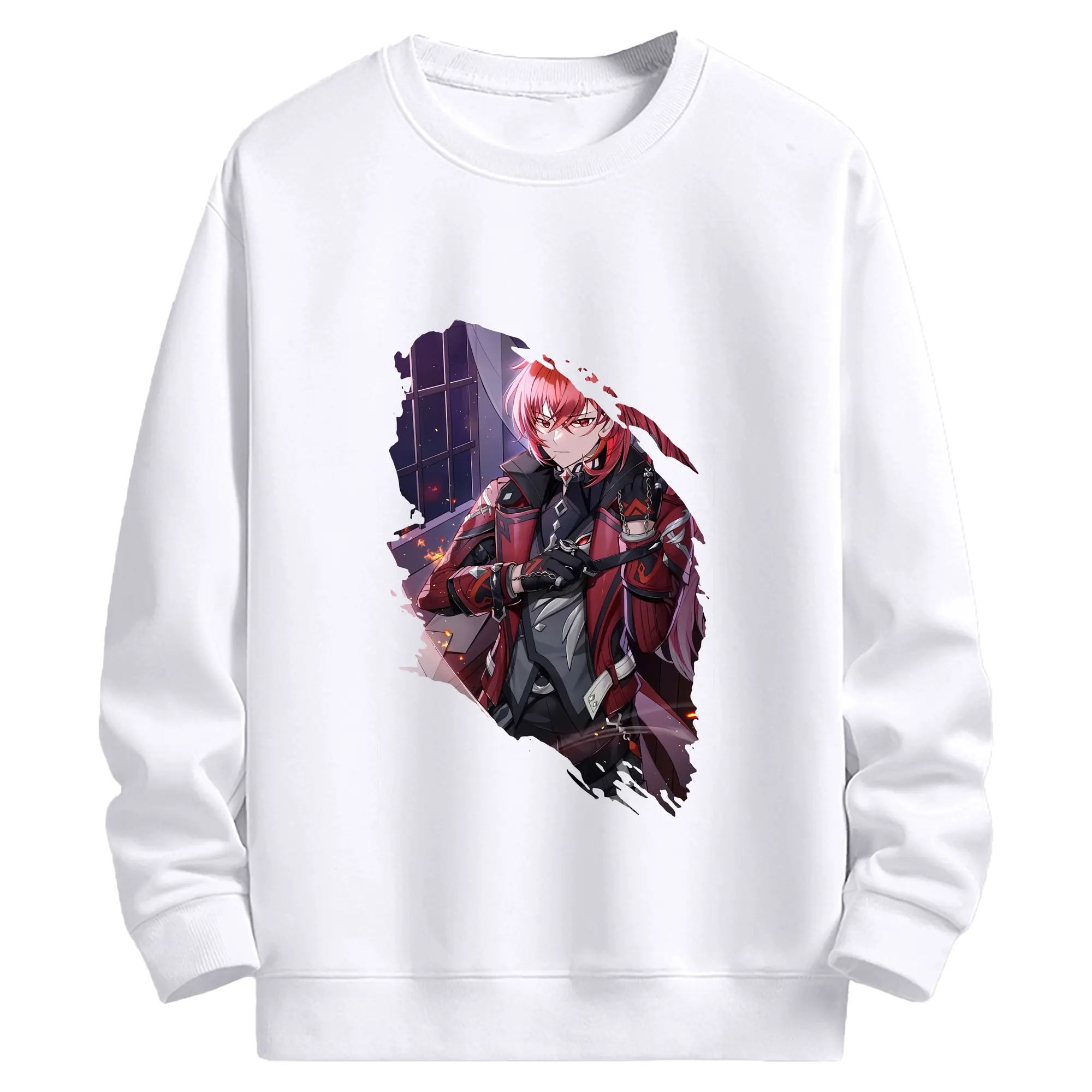 原 神 グッズ ディルック - 高品質 クルーネック スウェット ・ コットン59％ ポリエステル41％ ・ ユニセックス 長袖 トレーナー ・ カジュアル デイリー スポーツ 散歩用