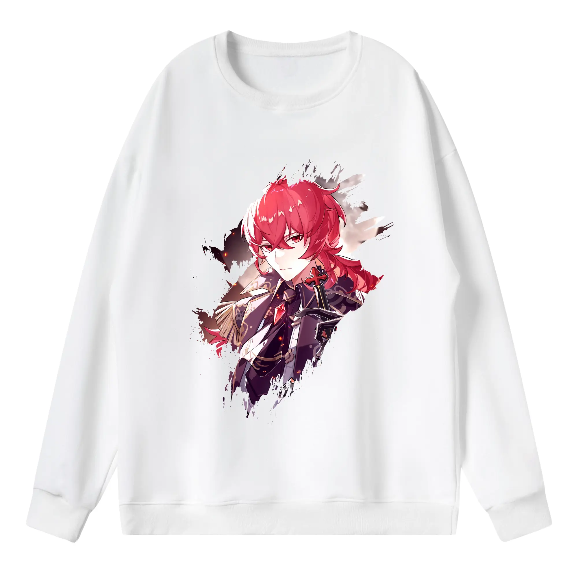 原 神 グッズ ディルック - 薄手 クルーネック スウェット 裏毛260g · ポリエステル 春秋向け カジュアル 男女兼用 · トレーナー デイリー スポーツ 散歩に最適