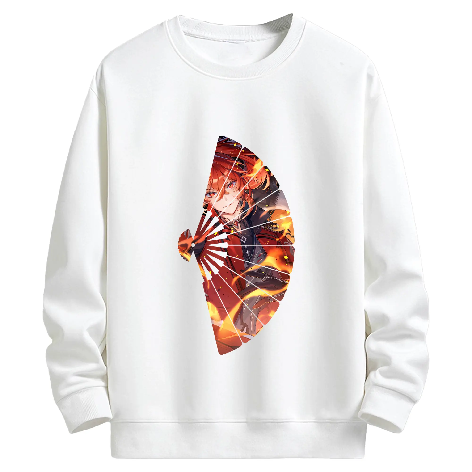 原 神 グッズ ディルック - キッズ クルーネックスウェットシャツ ・ フロントプリント ・ 綿80％ ポリエステル20％ ・ 快適 通学 スポーツ 日常使い お散歩用