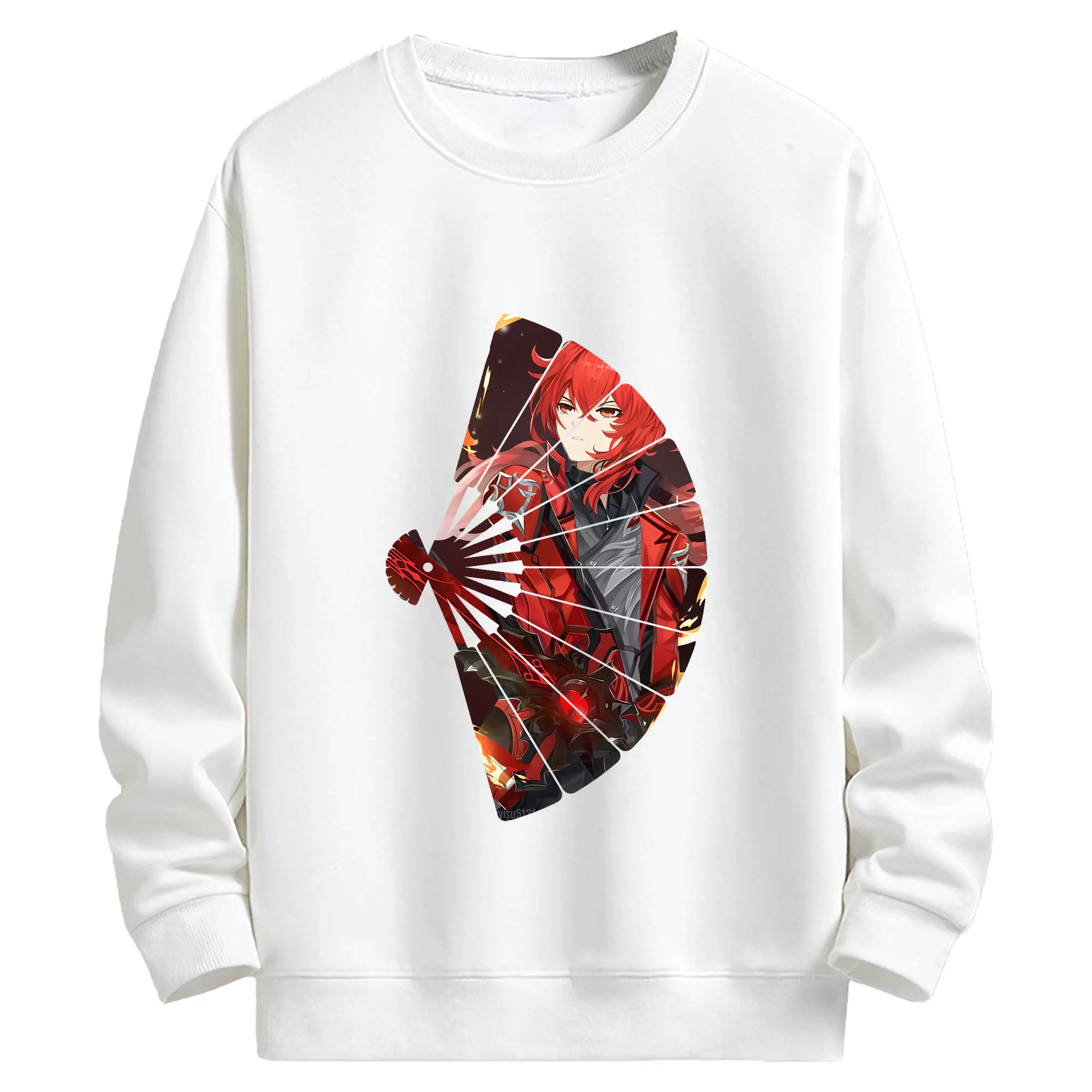 原 神 グッズ ディルック - キッズ クルーネックスウェットシャツ ・ フロントプリント ・ 綿80％ ポリエステル20％ ・ 快適 通学 スポーツ 日常使い お散歩用