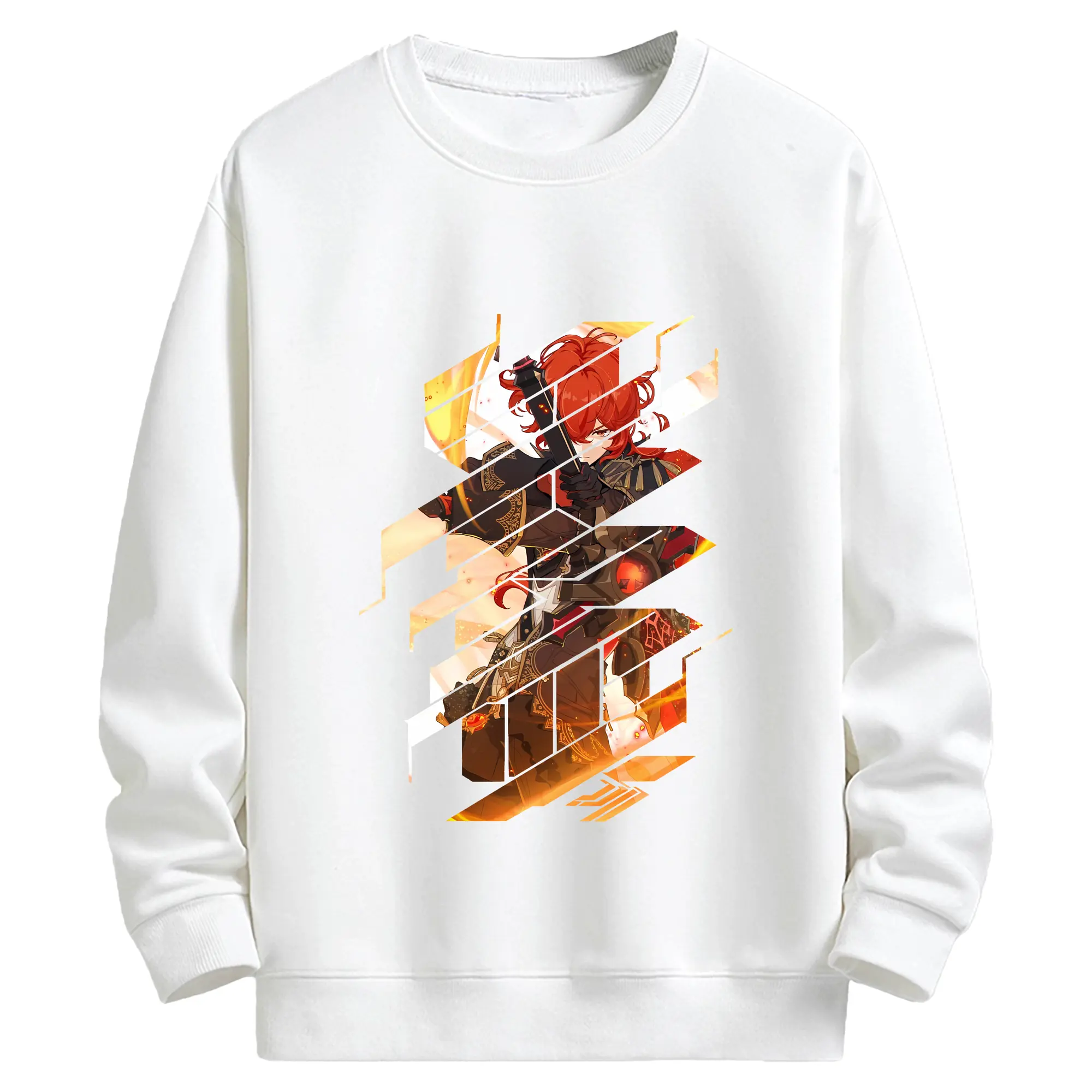 原 神 グッズ ディルック - キッズ クルーネックスウェットシャツ ・ フロントプリント ・ 綿80％ ポリエステル20％ ・ 快適 通学 スポーツ 日常使い お散歩用