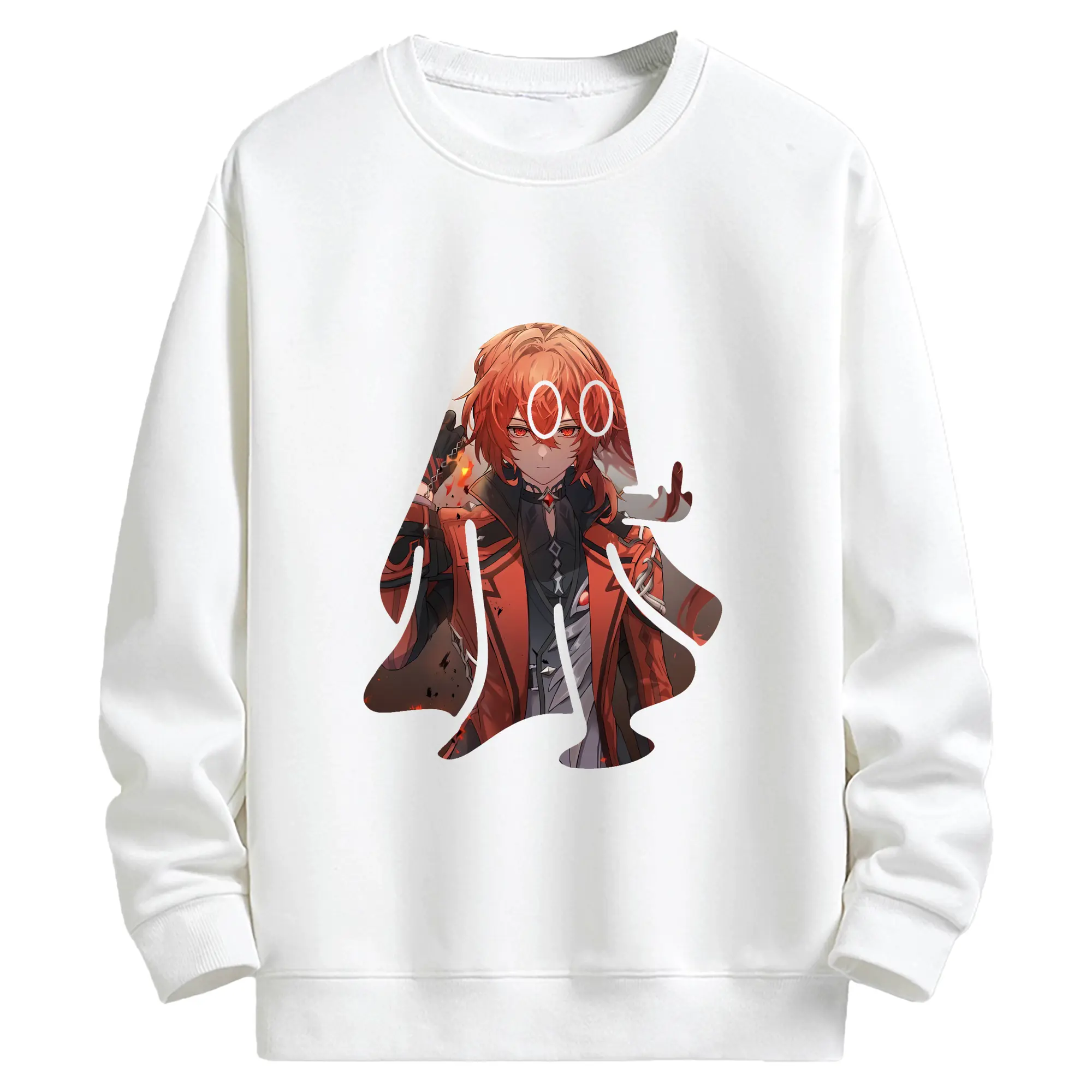 原 神 グッズ ディルック - キッズ クルーネックスウェットシャツ ・ フロントプリント ・ 綿80％ ポリエステル20％ ・ 快適 通学 スポーツ 日常使い お散歩用