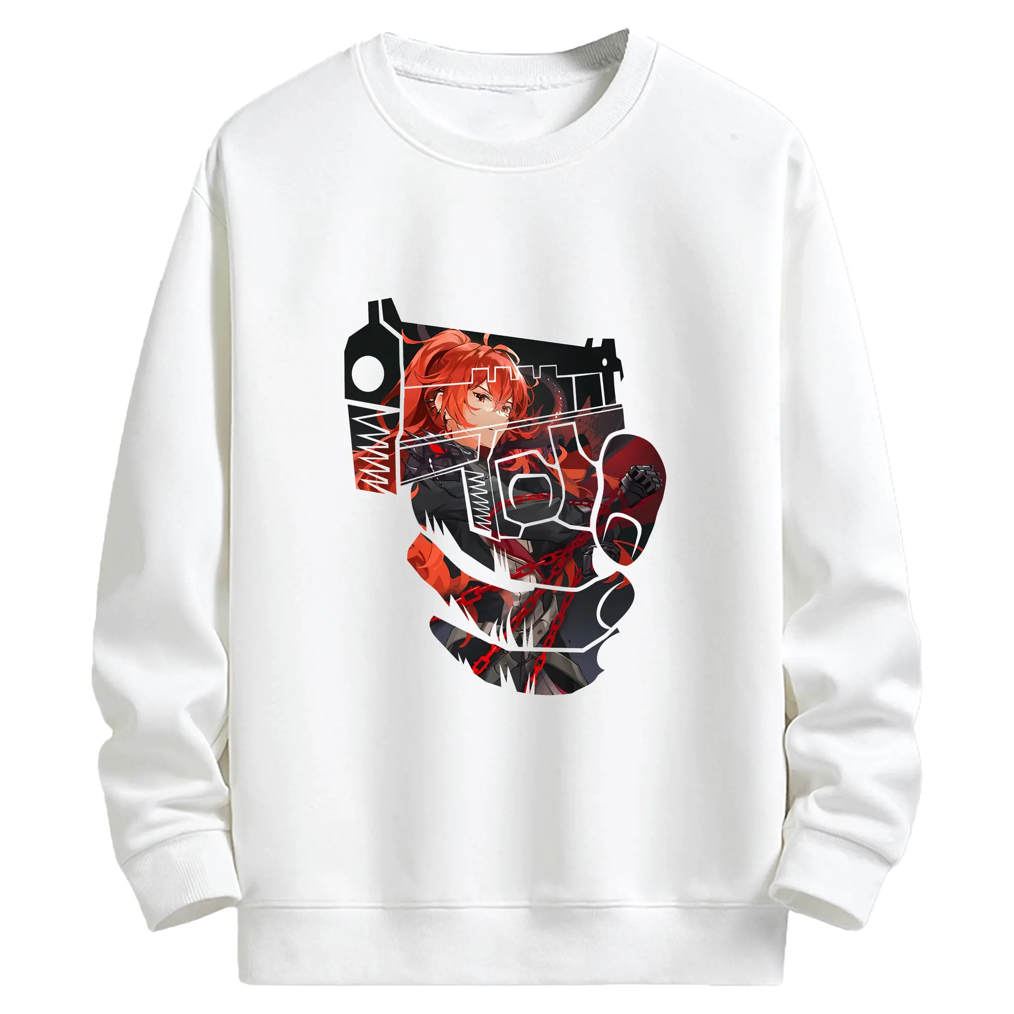 原 神 グッズ ディルック - キッズ クルーネックスウェットシャツ ・ フロントプリント ・ 綿80％ ポリエステル20％ ・ 快適 通学 スポーツ 日常使い お散歩用