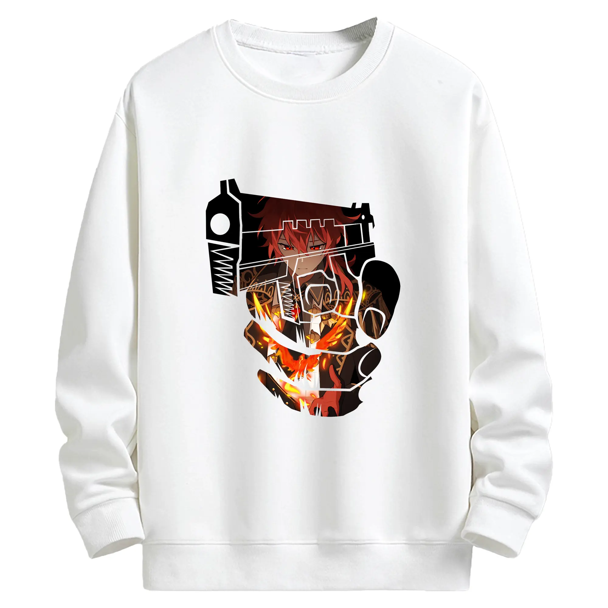 原 神 グッズ ディルック - キッズ クルーネックスウェットシャツ ・ フロントプリント ・ 綿80％ ポリエステル20％ ・ 快適 通学 スポーツ 日常使い お散歩用