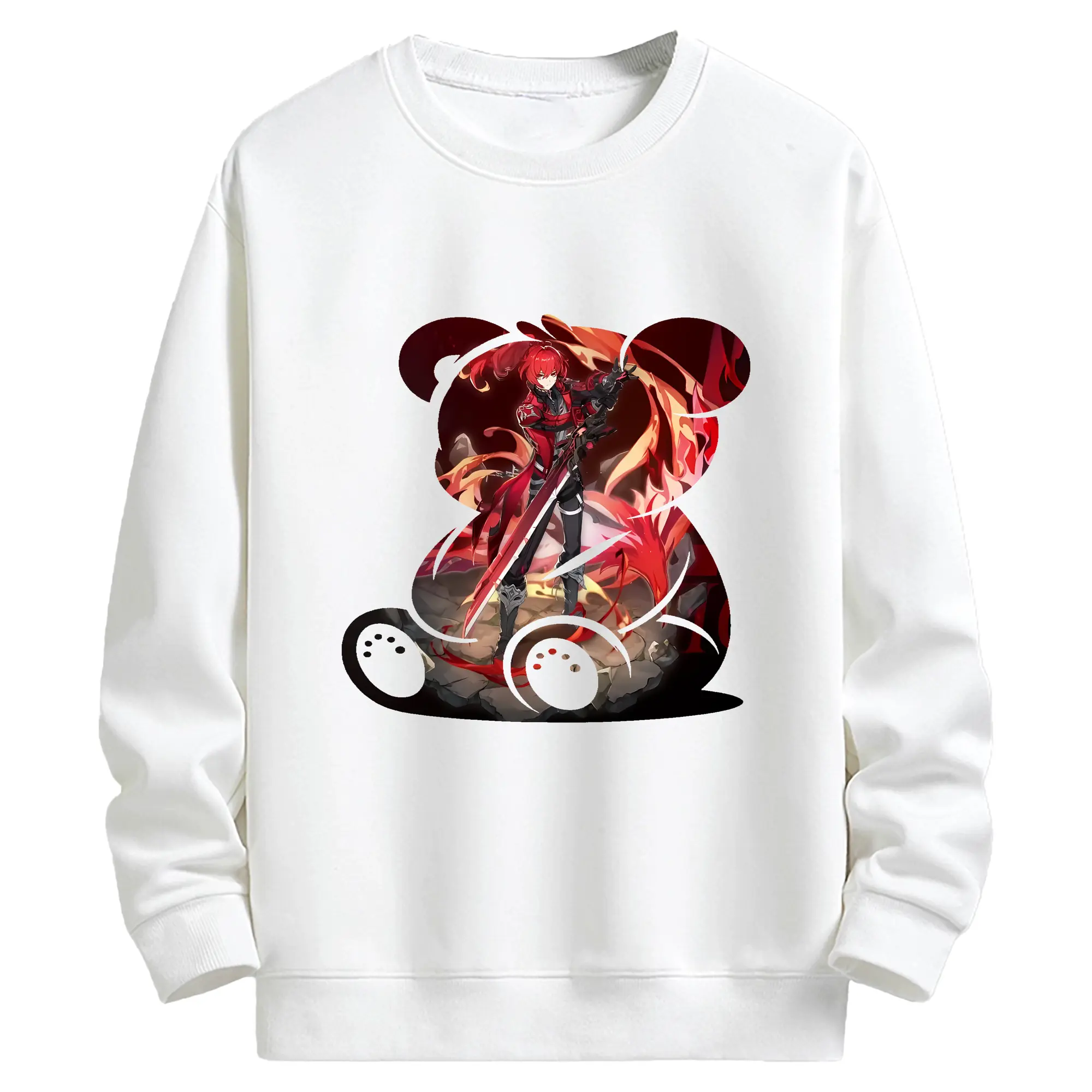 原 神 グッズ ディルック - キッズ クルーネックスウェットシャツ ・ フロントプリント ・ 綿80％ ポリエステル20％ ・ 快適 通学 スポーツ 日常使い お散歩用