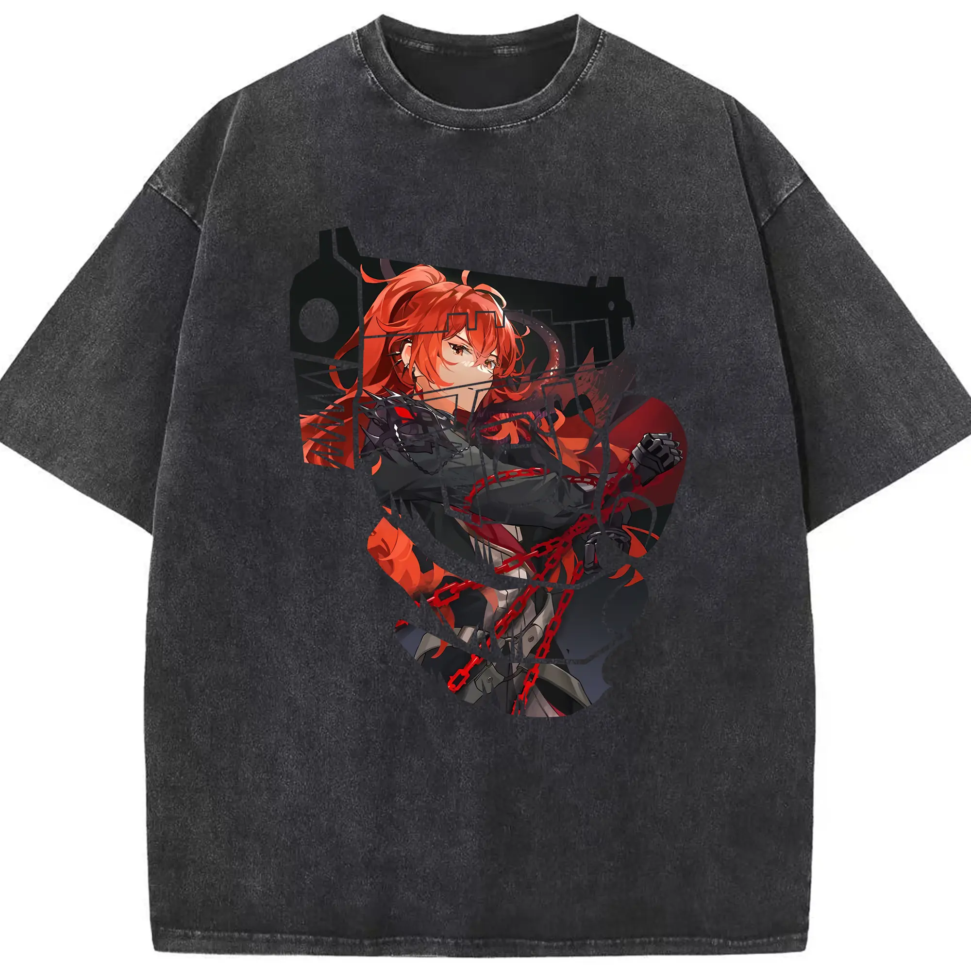 原 神 グッズ ディルック - 綿100％ ヴィンテージ風 半袖Tシャツ ・ フロントプリント ・ 柔らか肌触り ・ 通気性 快適 ・ スポーツ カジュアル 外出用