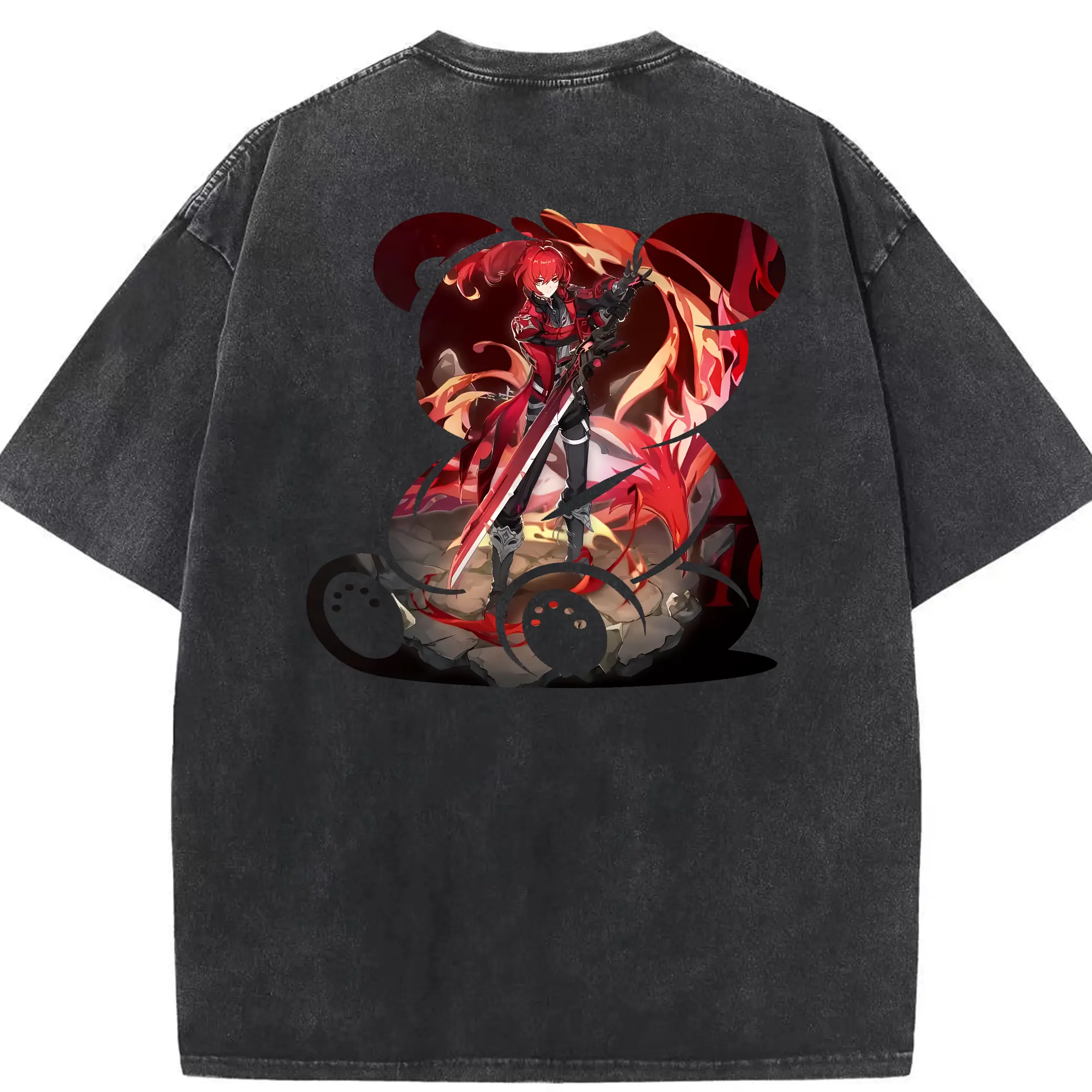 原 神 グッズ ディルック - 綿100％ ヴィンテージ風 半袖Tシャツ ・ 背面プリント ・ 柔らか肌触り ・ 通気性 快適 ・ スポーツ カジュアル 外出用