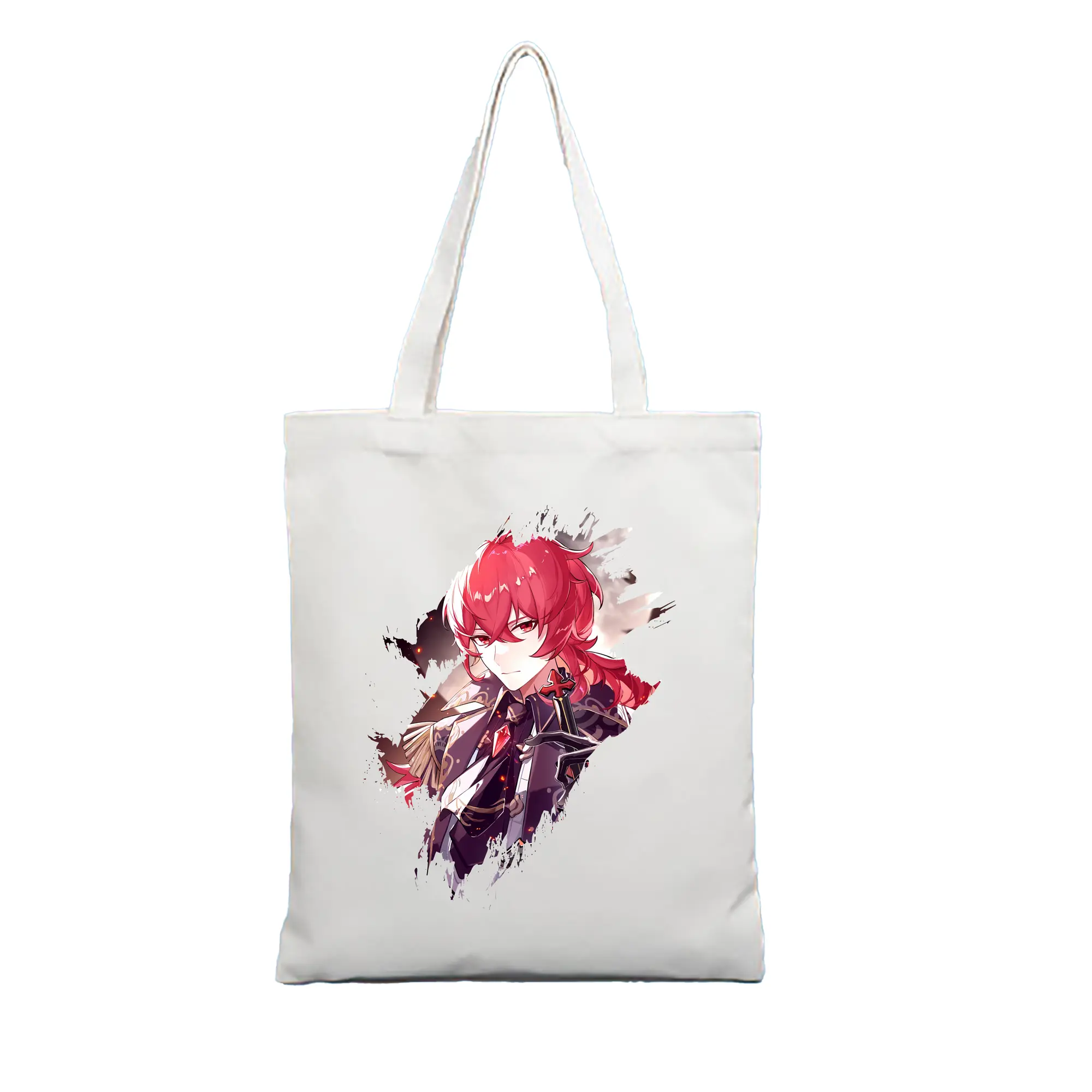 原 神 グッズ ディルック - 縦型キャンバス手提げバッグ（トートバッグ） ・ キャンバス素材 ・ ショッピング用 ・ 軽量 丈夫 お手入れ簡単