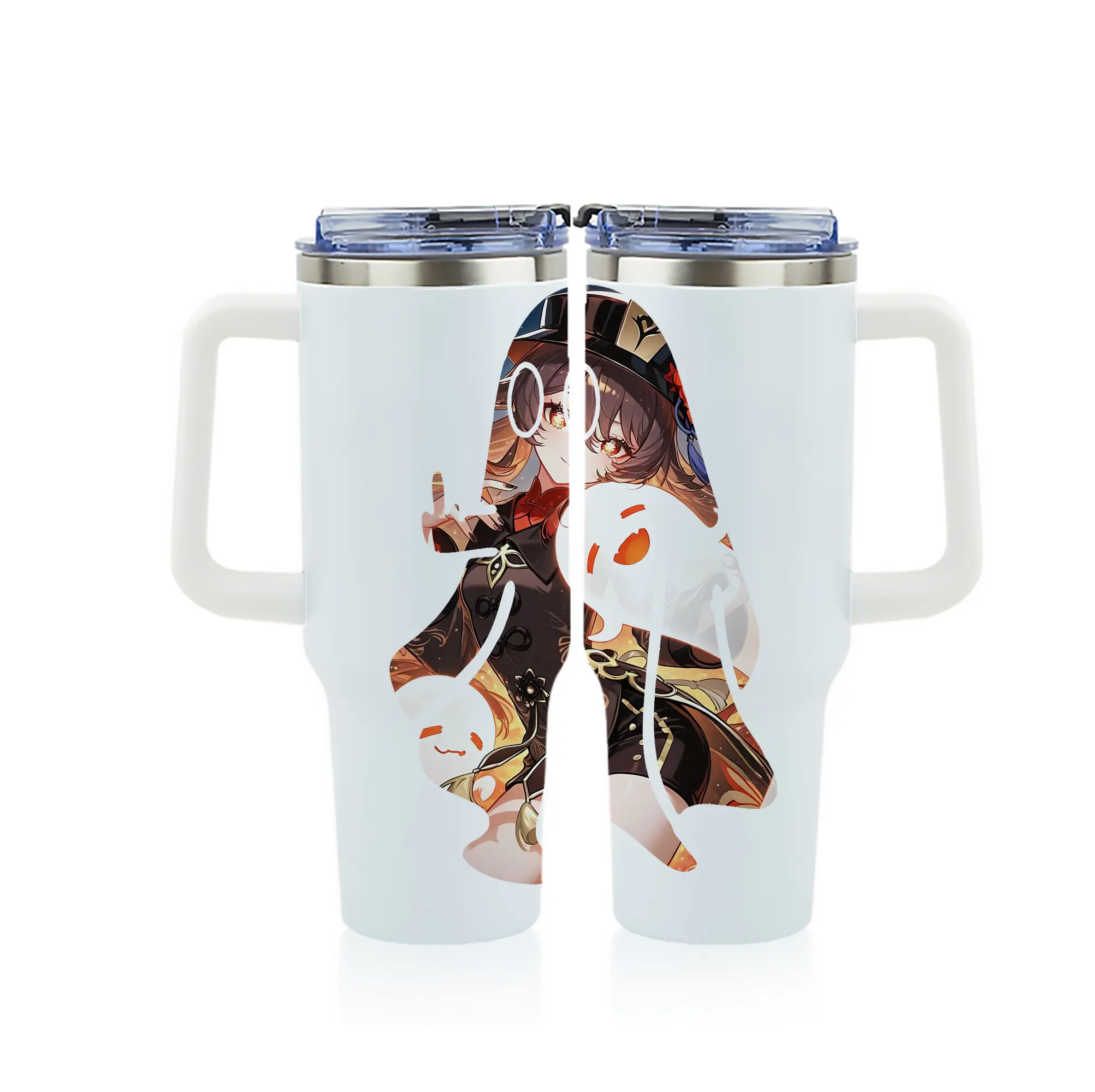 原 神 グッズ フータオ - 1200mL フルプリント車用タンブラー ・ 304ステンレス 内側 ・ 201ステンレス 外側 ・ 保温 保冷 ・ 通勤 ドライブ アウトドア用