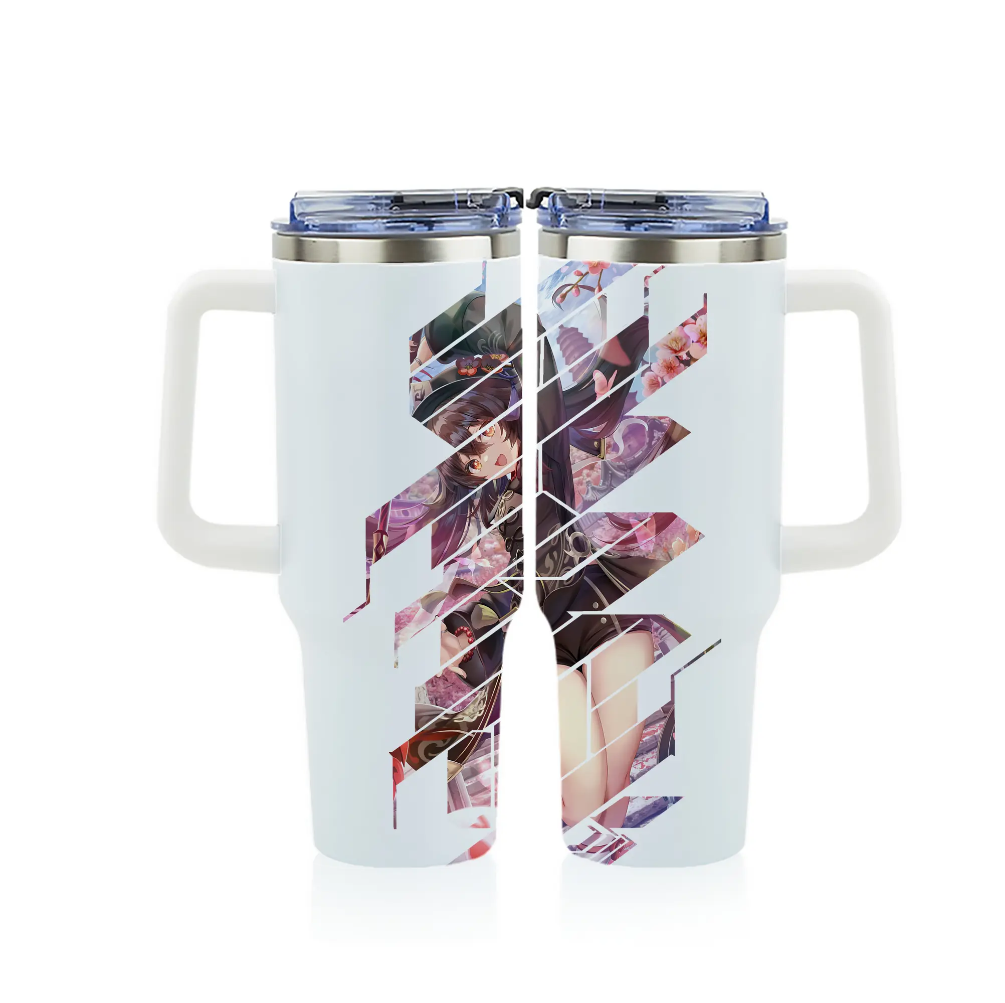 原 神 グッズ フータオ - 1200mL フルプリント車用タンブラー ・ 304ステンレス 内側 ・ 201ステンレス 外側 ・ 保温 保冷 ・ 通勤 ドライブ アウトドア用