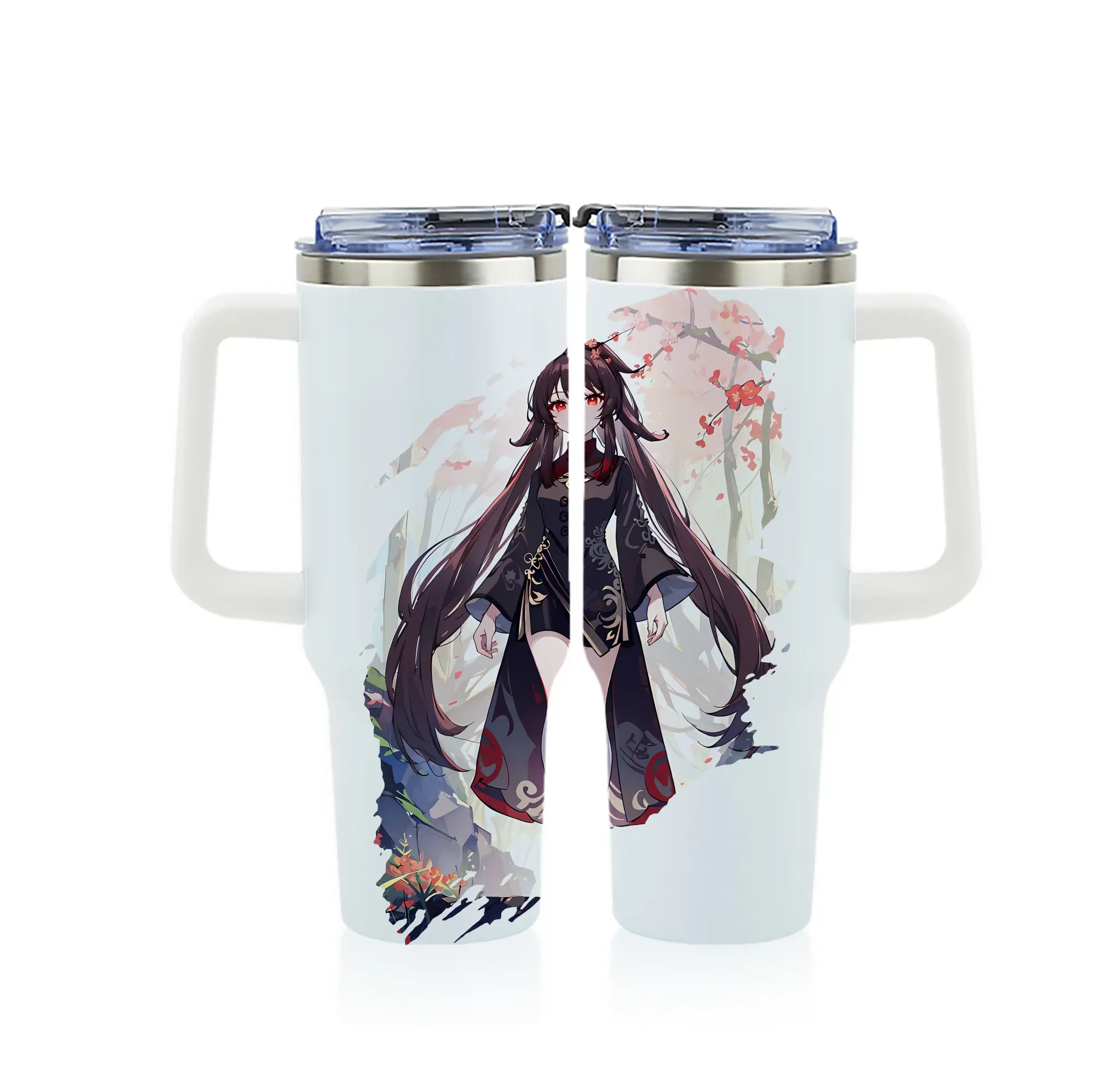 原 神 グッズ フータオ - 1200mL フルプリント車用タンブラー ・ 304ステンレス 内側 ・ 201ステンレス 外側 ・ 保温 保冷 ・ 通勤 ドライブ アウトドア用